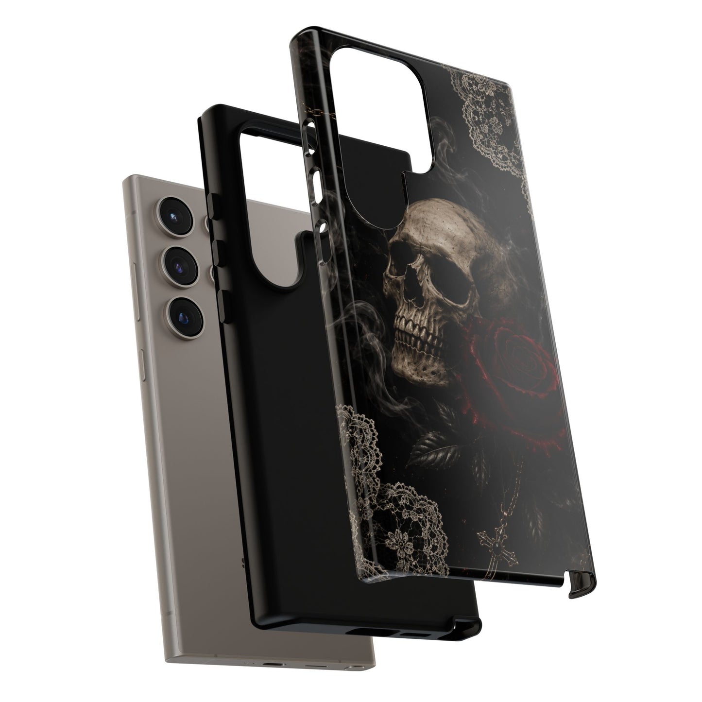 Sunflower Porch Co Skull with Red Rose phone case | Tough Cases