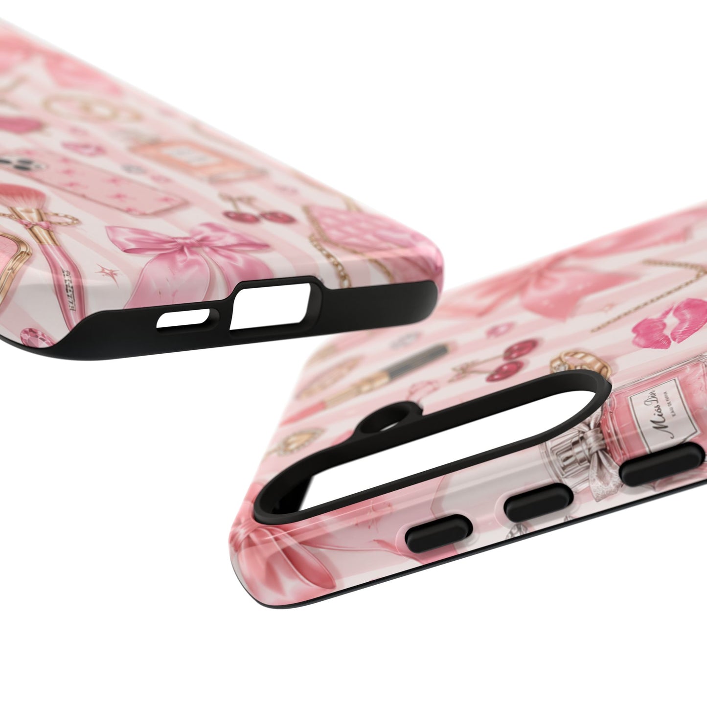 Pink Glam Pattern phone case | Makeup, bows, perfume, lipstick design