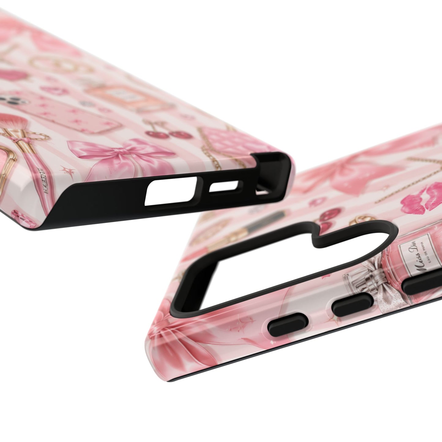 Pink Glam Pattern phone case | Makeup, bows, perfume, lipstick design