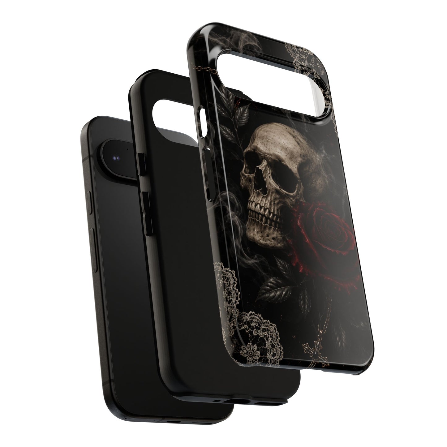 Sunflower Porch Co Skull with Red Rose phone case | Tough Cases