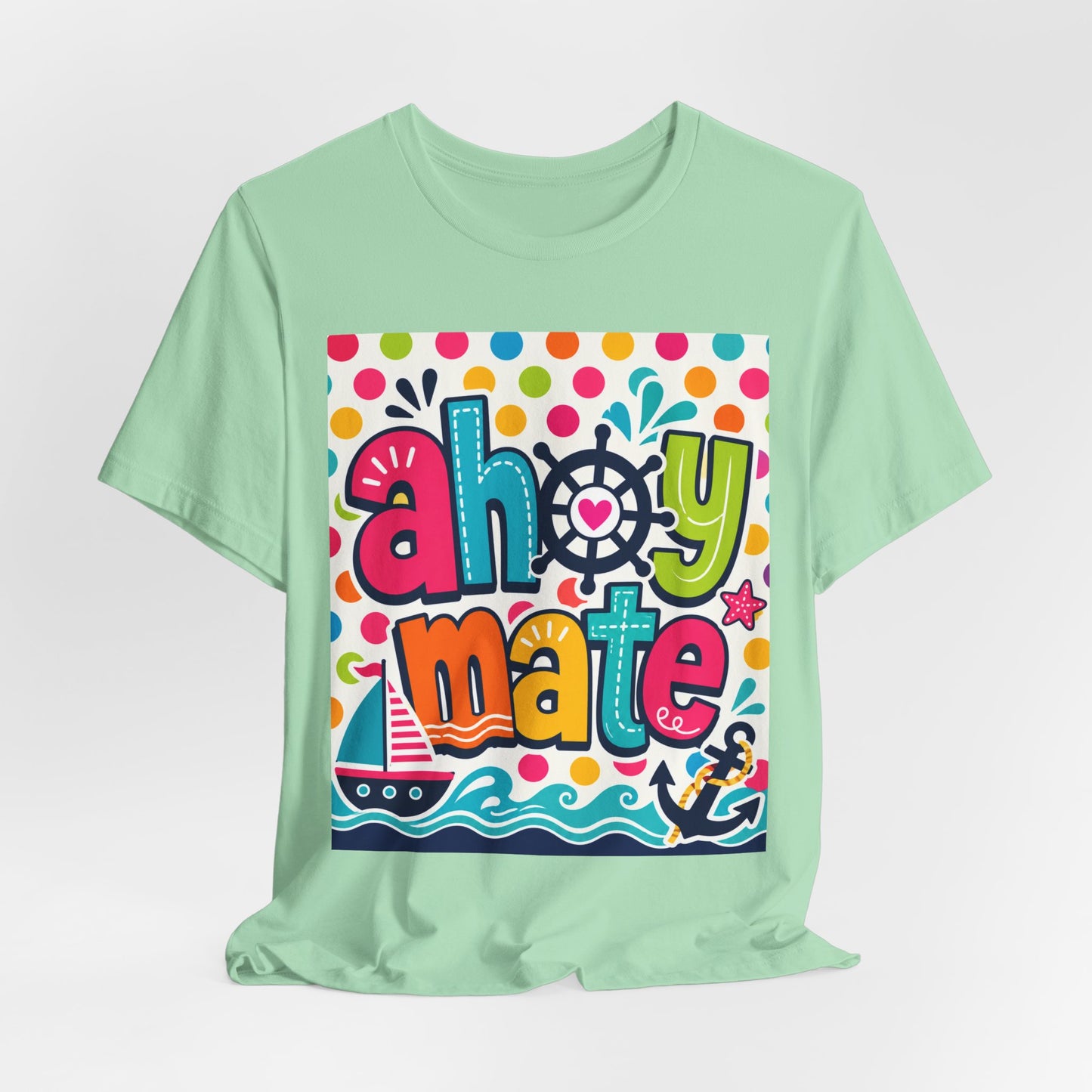Sunflower Porch Co. Ahoy Mate Kids T-Shirt – Colorful Nautical Sailboat Tee