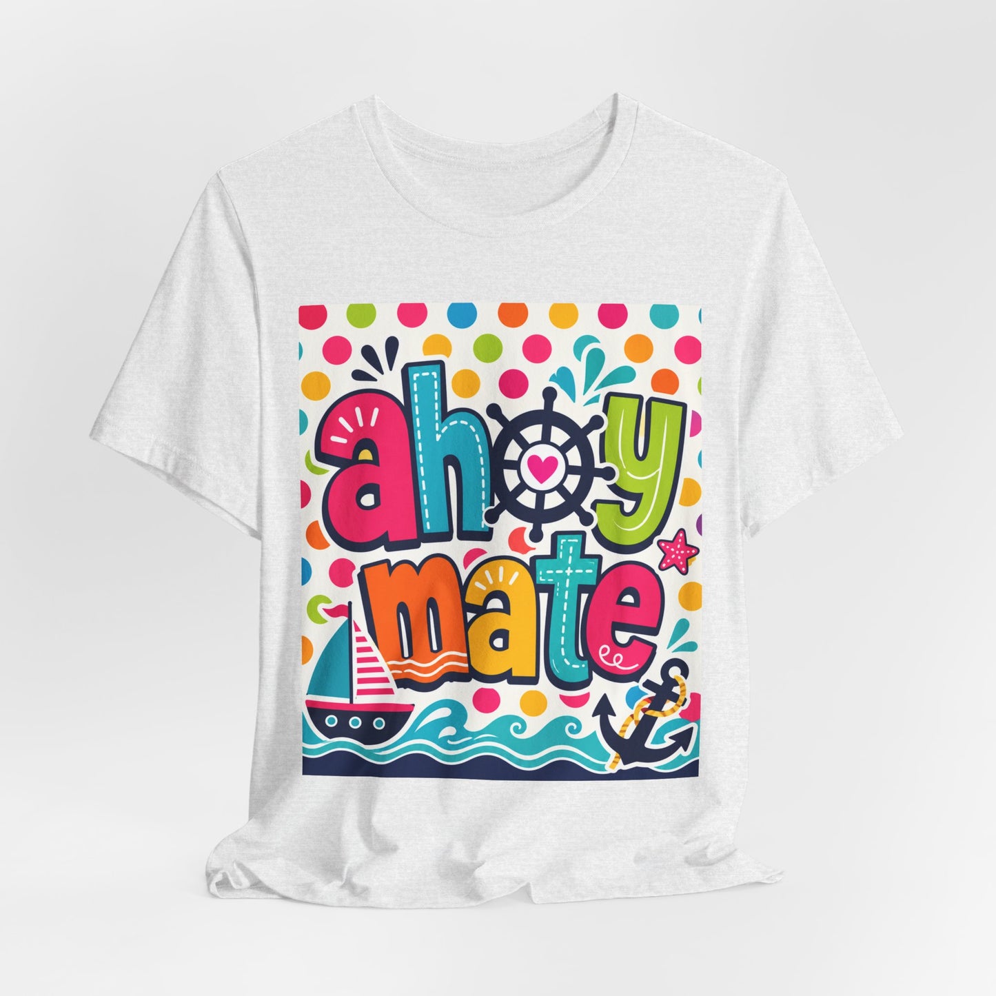 Sunflower Porch Co. Ahoy Mate Kids T-Shirt – Colorful Nautical Sailboat Tee