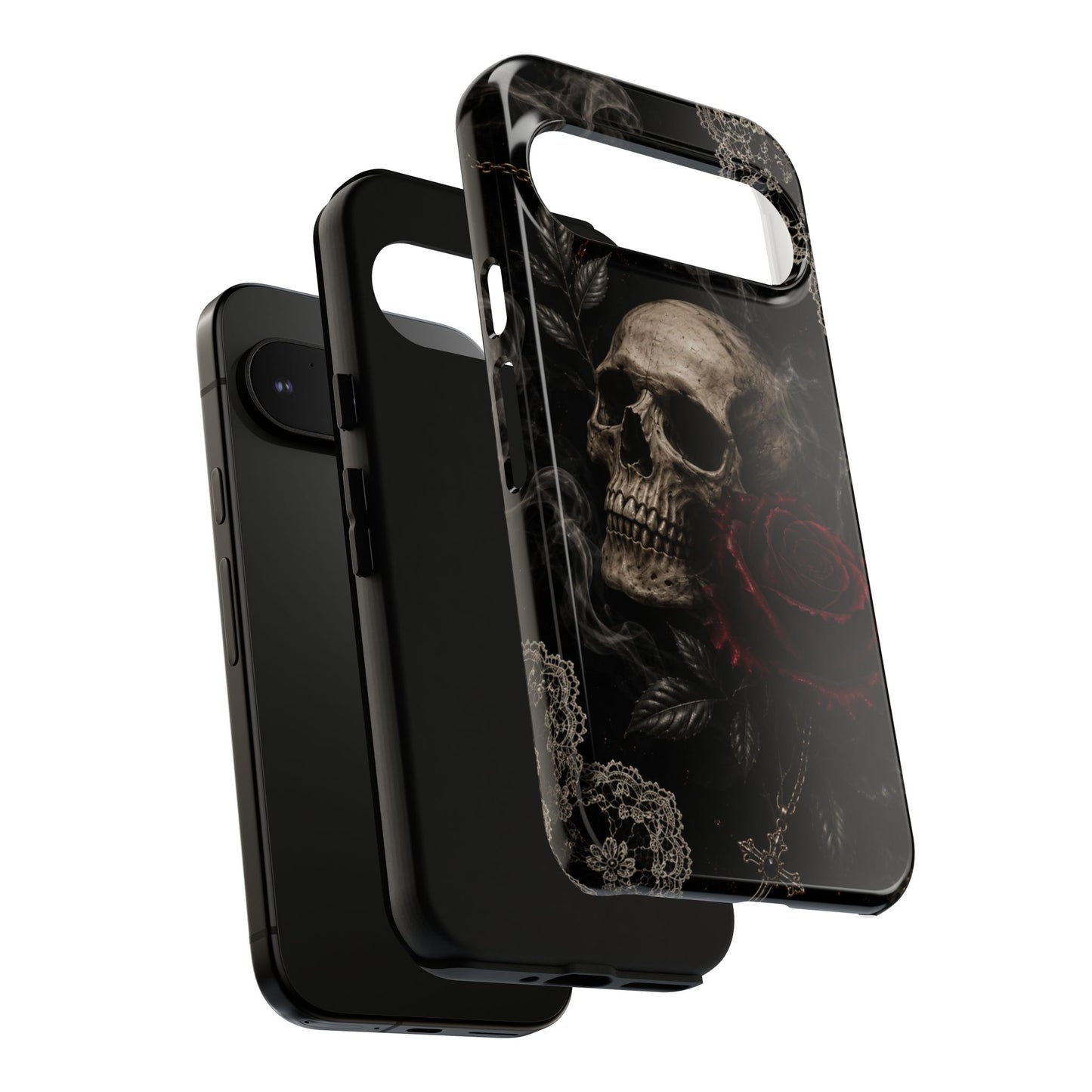 Sunflower Porch Co Skull with Red Rose phone case | Tough Cases