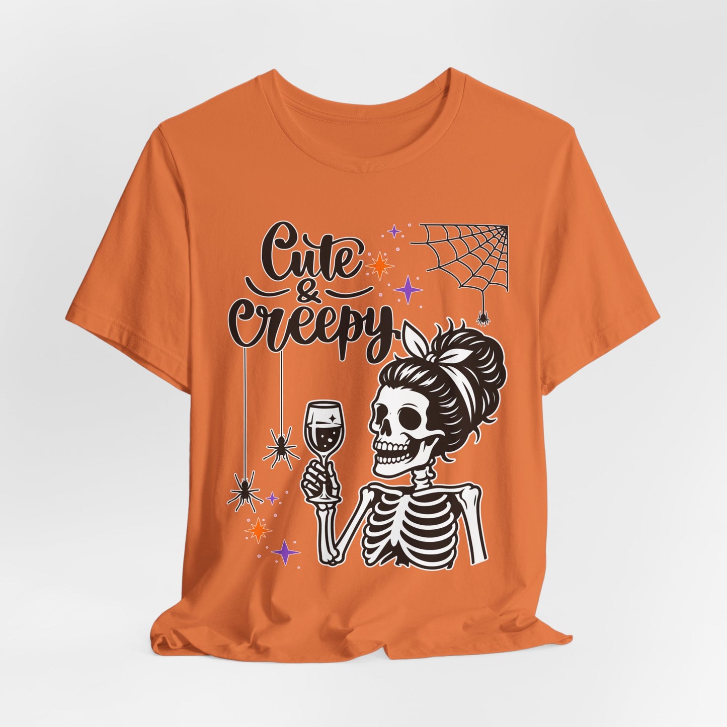 Cute & Creepy Skeleton Lady T-Shirt | Halloween Skull Wine Tee