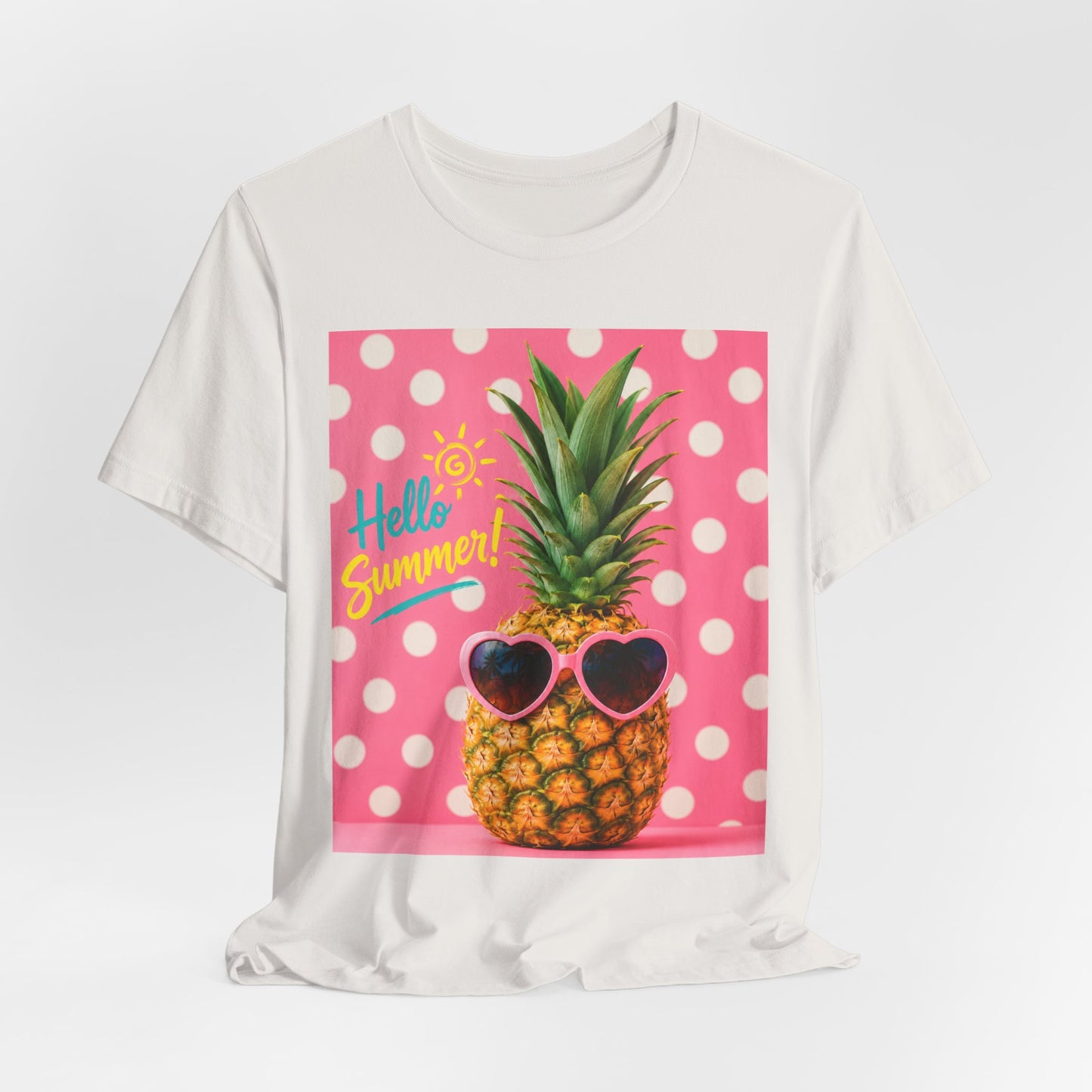 Sunflower Porch Co Pineapple with Sunglasses Tee | Hello Summer Polka Dot Graphic