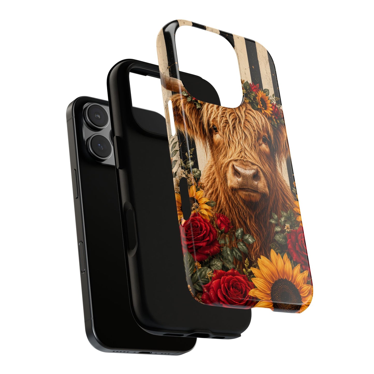 Sunflower Porch Co Highland Cow Floral Crown phone case | Tough Cases