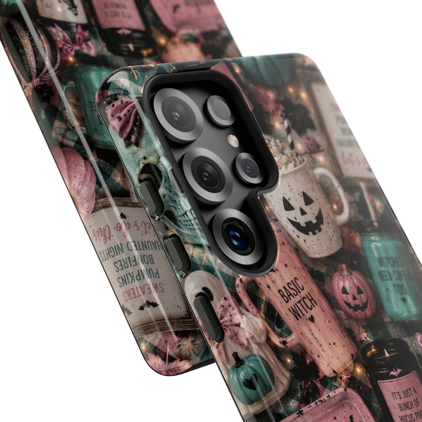 Sunflower Porch Co Spooky Mugs & Pumpkins Tough Cases | Halloween Collage Phone Case
