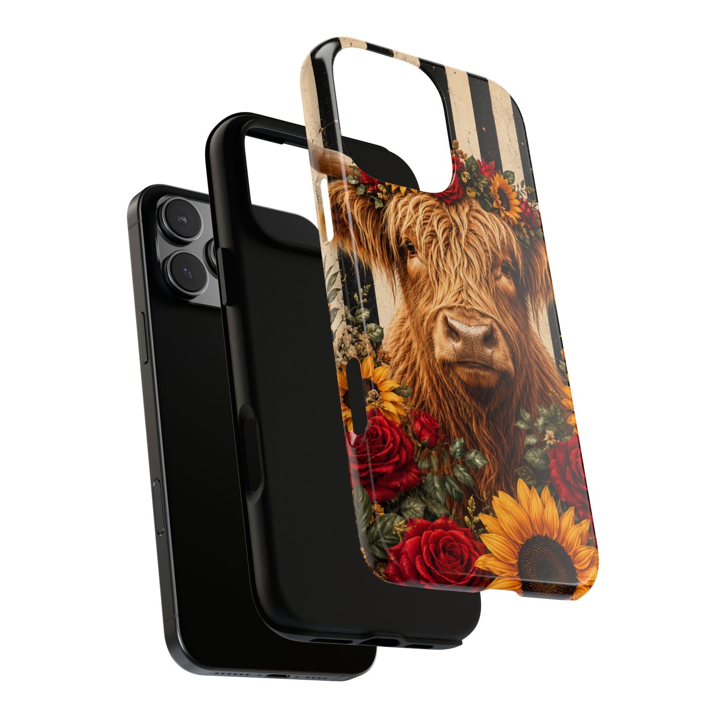 Sunflower Porch Co Highland Cow Floral Crown phone case | Tough Cases