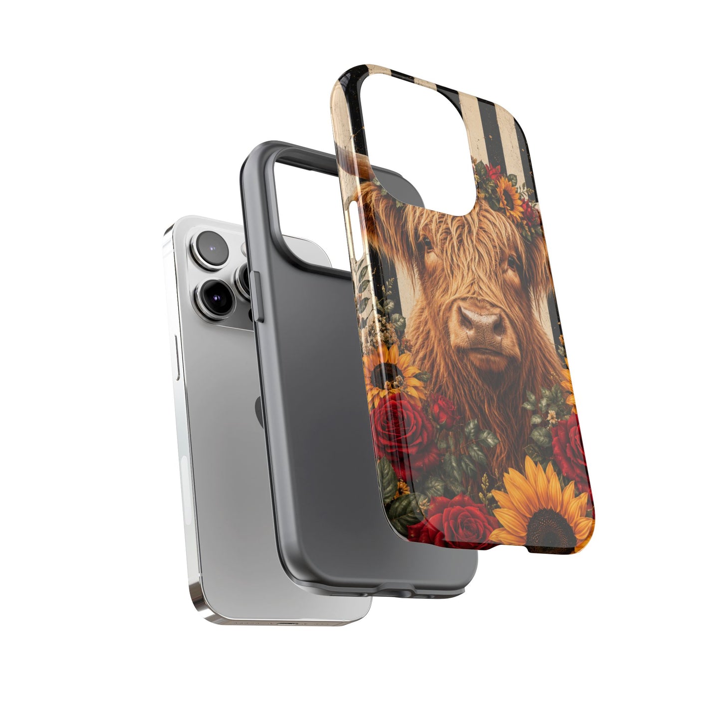 Sunflower Porch Co Highland Cow Floral Crown phone case | Tough Cases