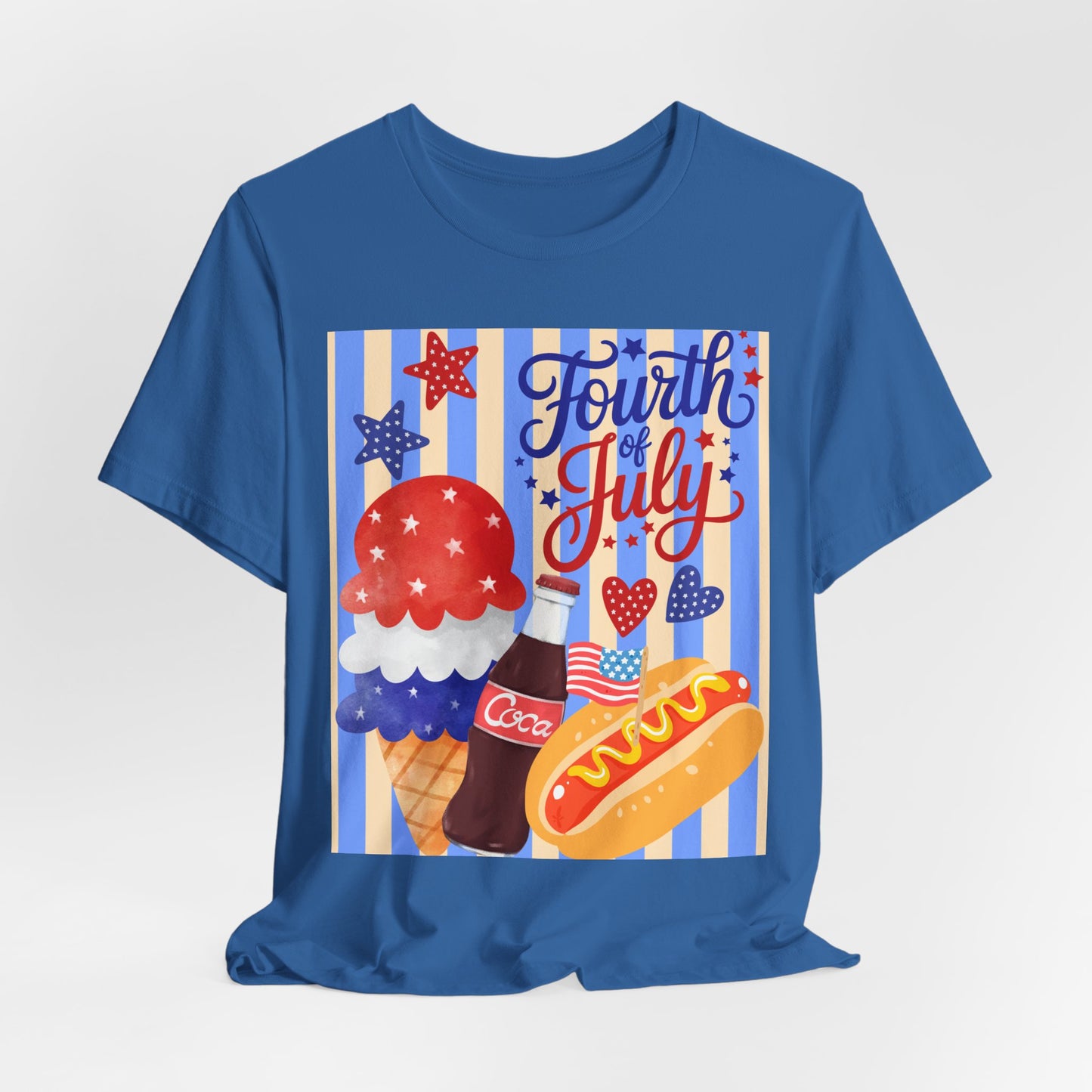 Sunflower Porch Co Fourth of July Ice Cream Hot Dog Tee | Patriotic Summer Independence Day Shirt
