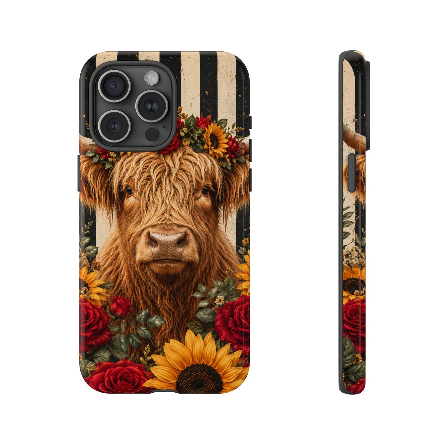 Sunflower Porch Co Highland Cow Floral Crown phone case | Tough Cases