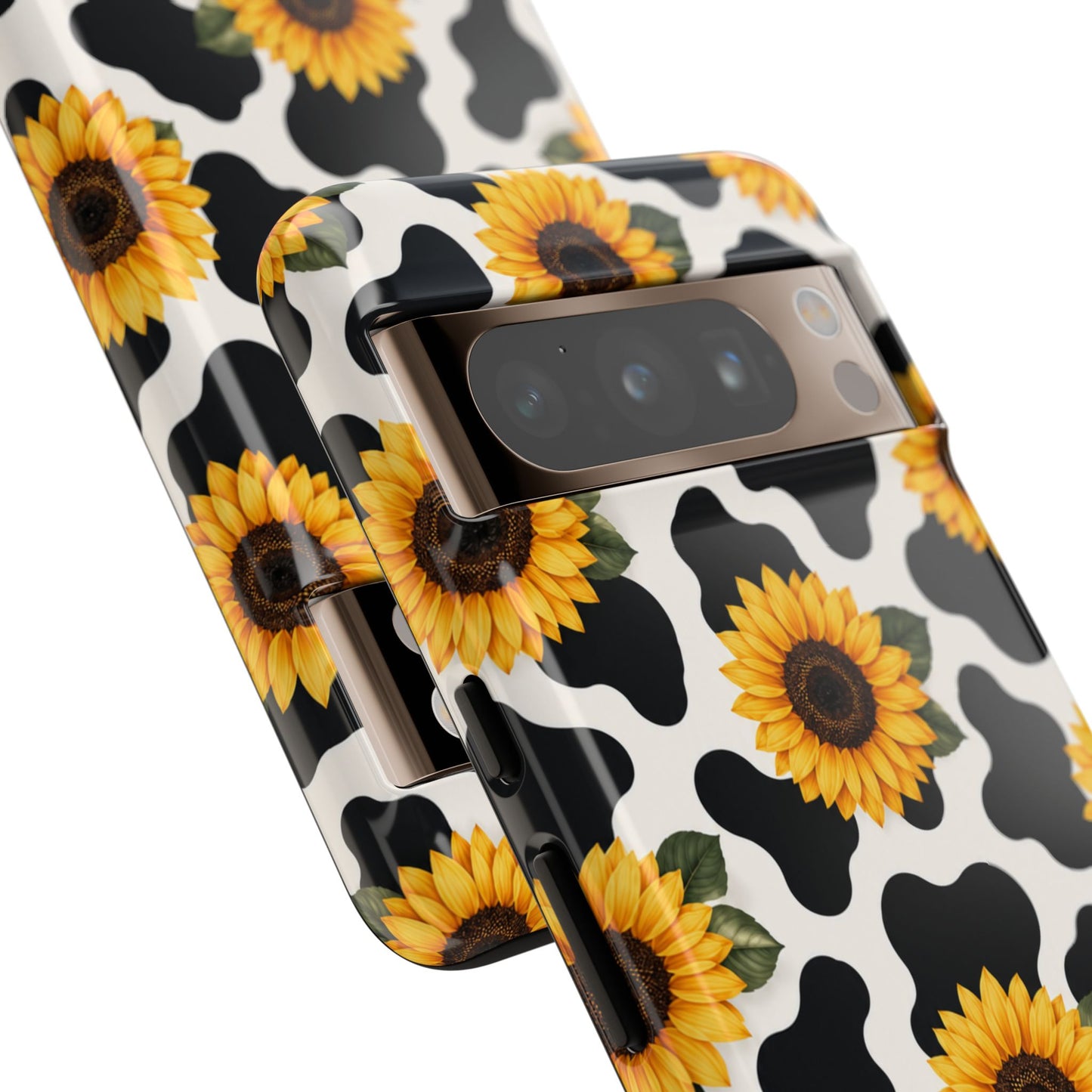 Sunflower Cow Print Tough Case | Phone Case, Floral Farm Animal Pattern