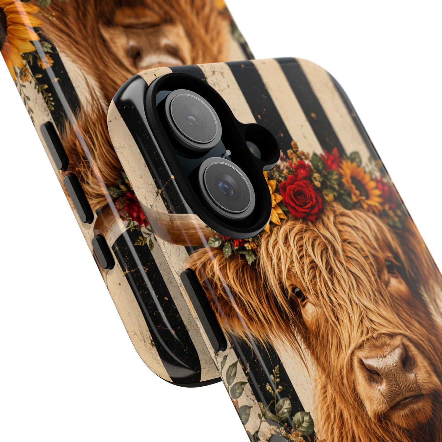 Sunflower Porch Co Highland Cow Floral Crown phone case | Tough Cases