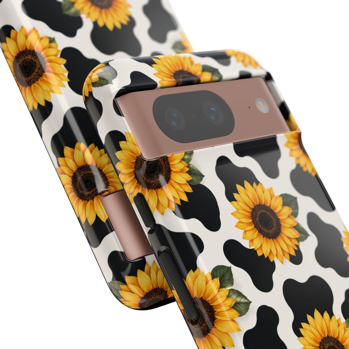Sunflower Cow Print Tough Case | Phone Case, Floral Farm Animal Pattern