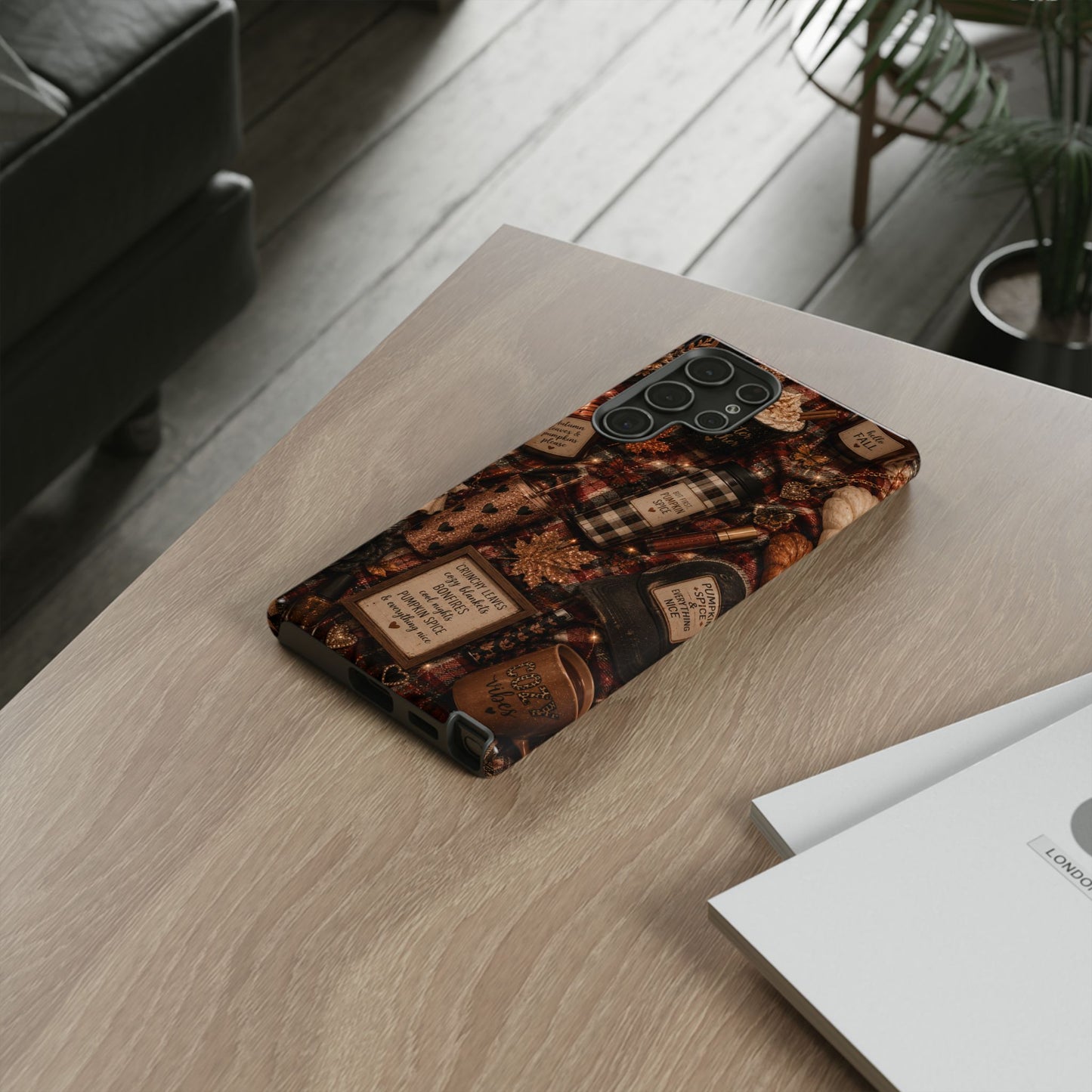 Sunflower Porch Co Cozy Pumpkin Spice Pattern Phone Case | Tough Cases
