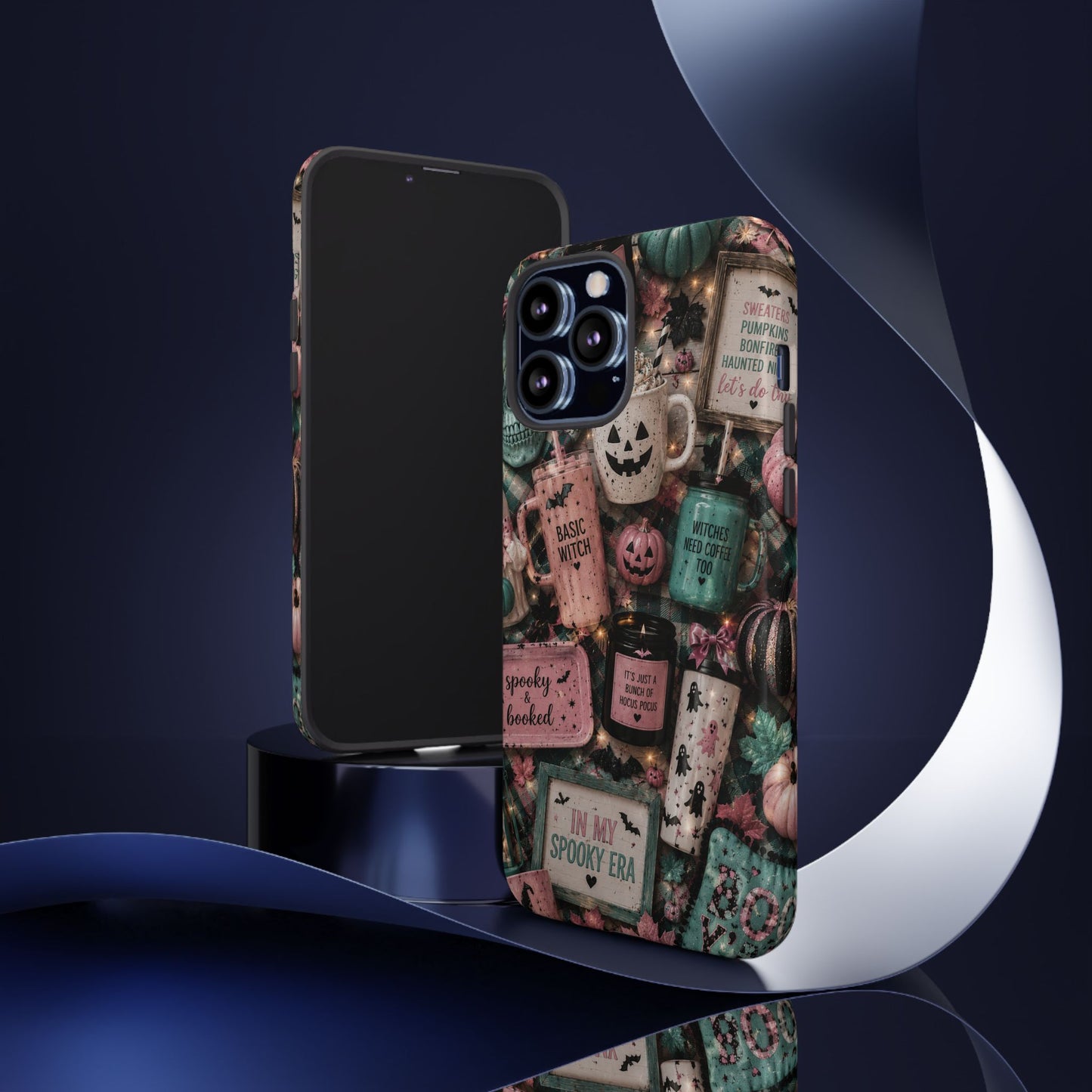 Sunflower Porch Co Spooky Mugs & Pumpkins Tough Cases | Halloween Collage Phone Case
