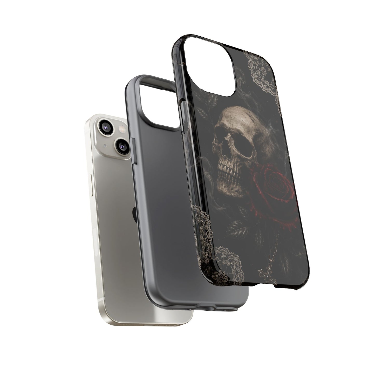 Sunflower Porch Co Skull with Red Rose phone case | Tough Cases