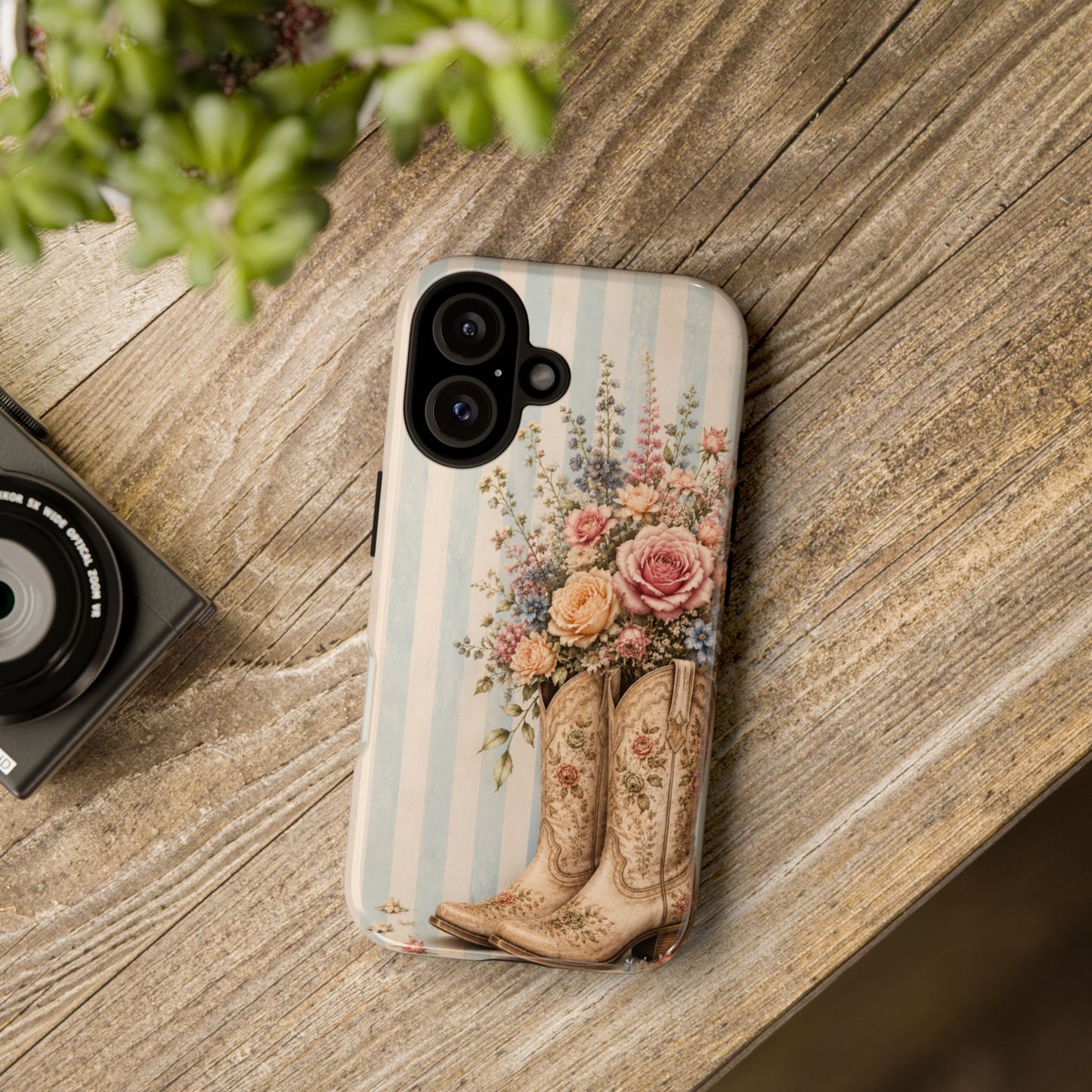 Sunflower Porch Co Vintage Floral Cowboy Boots phone case | iPhone protective case