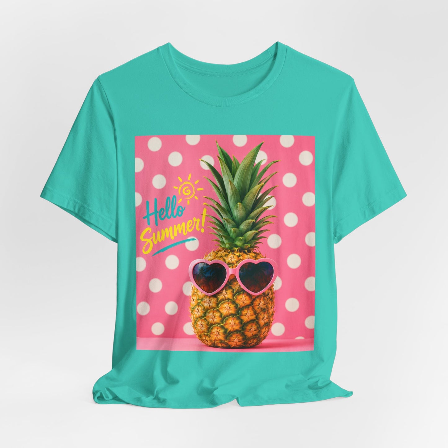 Sunflower Porch Co Pineapple with Sunglasses Tee | Hello Summer Polka Dot Graphic
