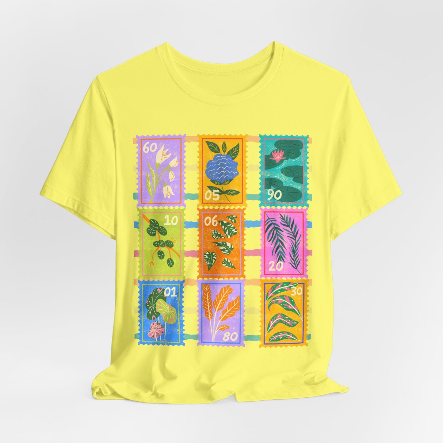 SunflowerPorchCo Vintage Botanical Stamp Collage Tee | Floral Postage Stamp T-Shirt