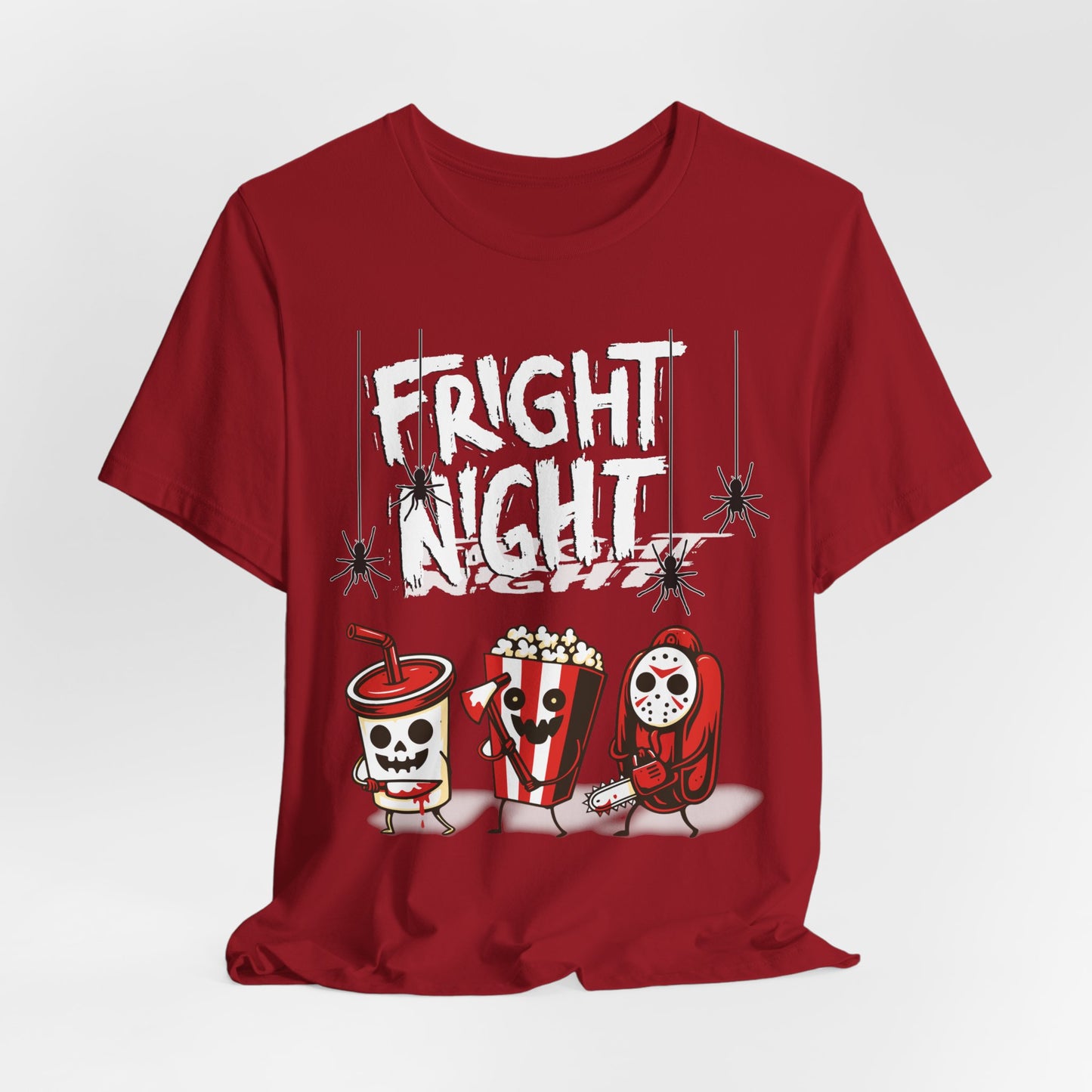 Sunflower Porch Co Fright Night Snack Trio Tee | Halloween Movie Popcorn Soda Candy T-Shirt