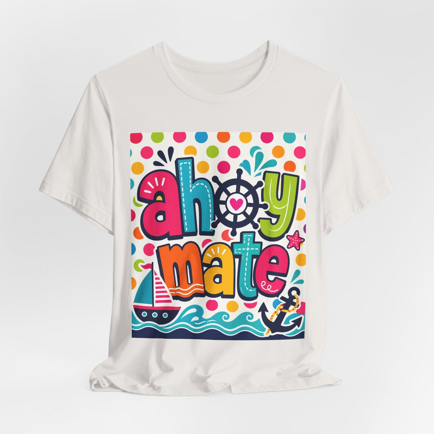 Sunflower Porch Co. Ahoy Mate Kids T-Shirt – Colorful Nautical Sailboat Tee