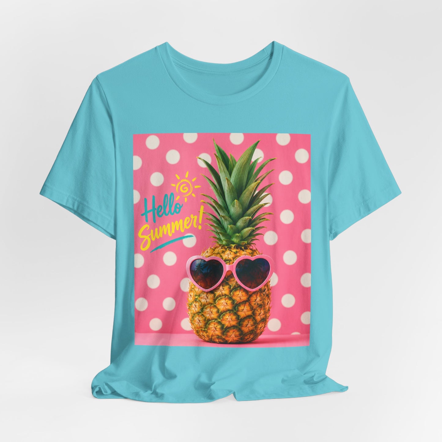 Sunflower Porch Co Pineapple with Sunglasses Tee | Hello Summer Polka Dot Graphic