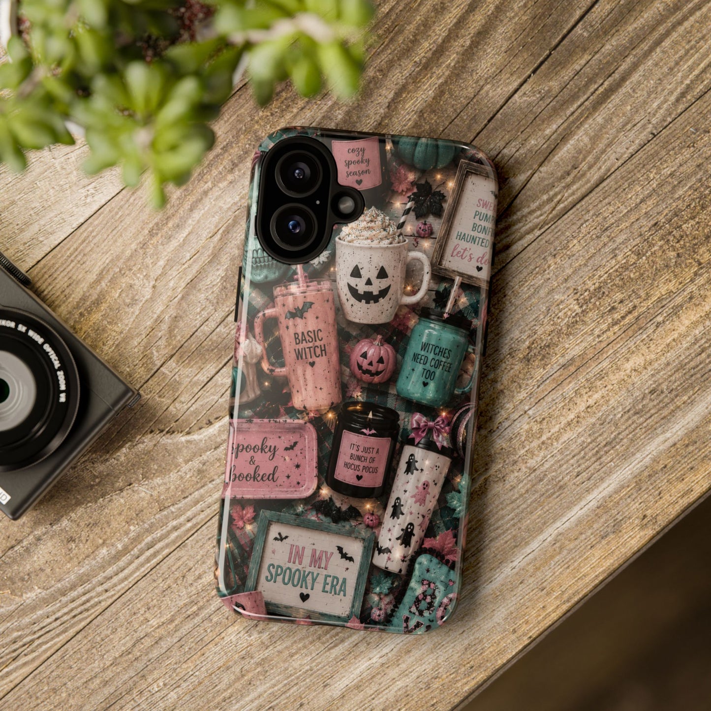 Sunflower Porch Co Spooky Mugs & Pumpkins Tough Cases | Halloween Collage Phone Case