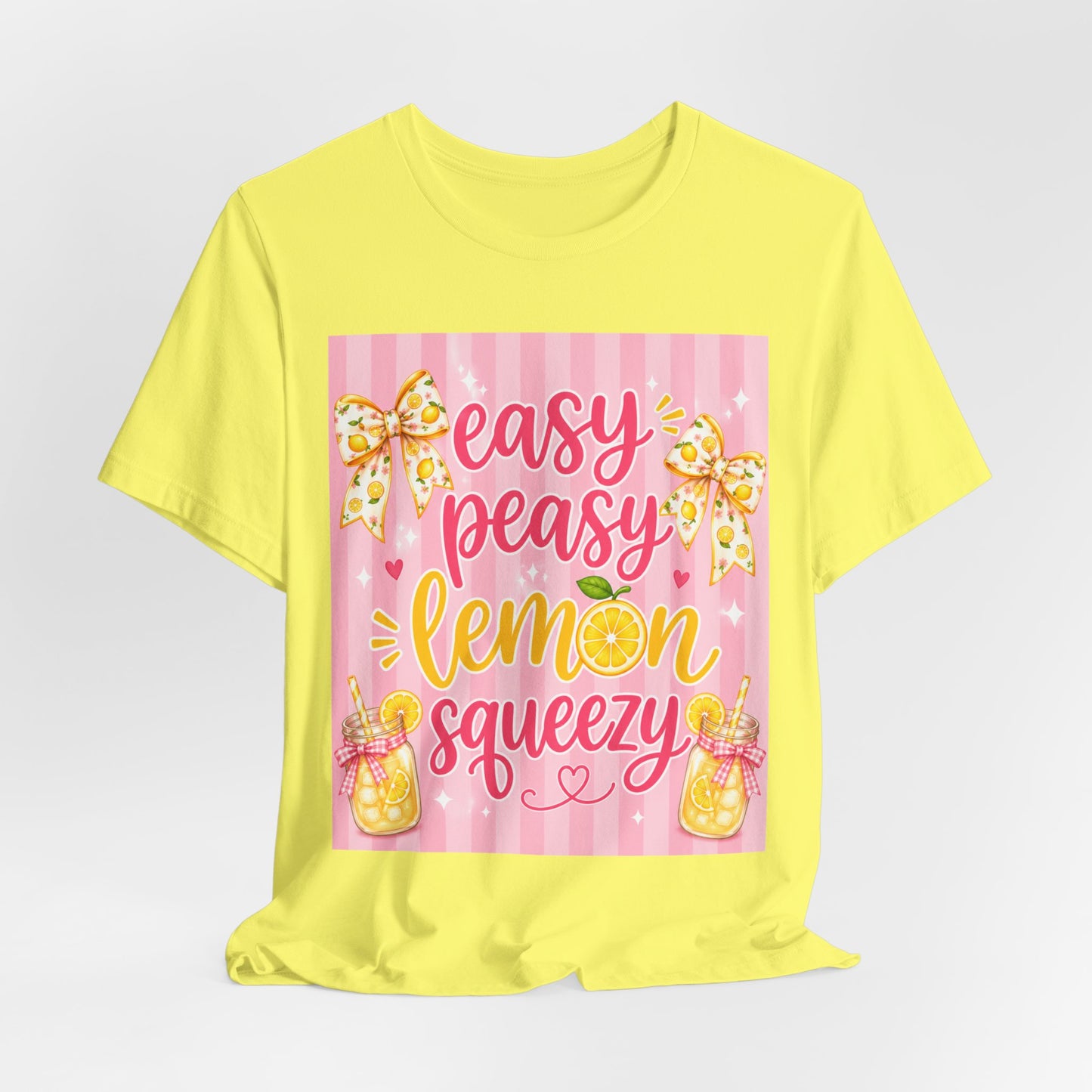 SunflowerPorchCo Easy Peasy Lemon Squeezy T-Shirt | Lemonade Floral Bow Summer Graphic