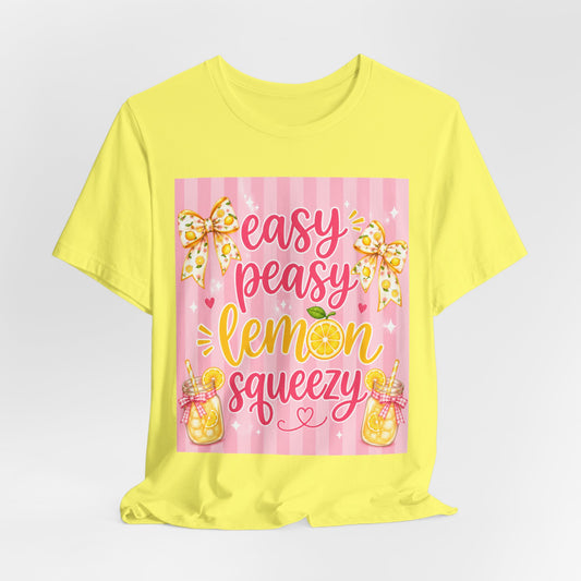 SunflowerPorchCo Easy Peasy Lemon Squeezy T-Shirt | Lemonade Floral Bow Summer Graphic