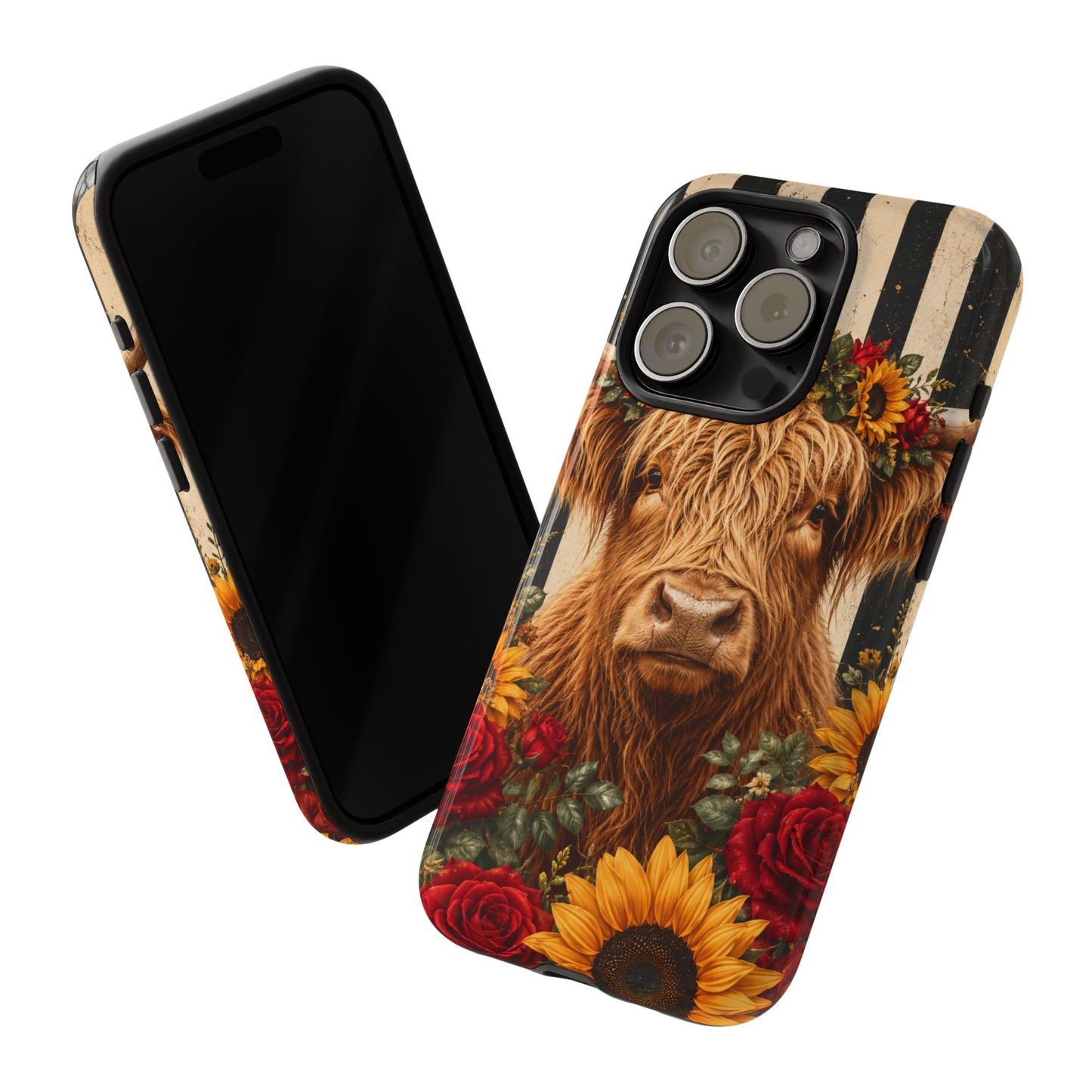 Sunflower Porch Co Highland Cow Floral Crown phone case | Tough Cases