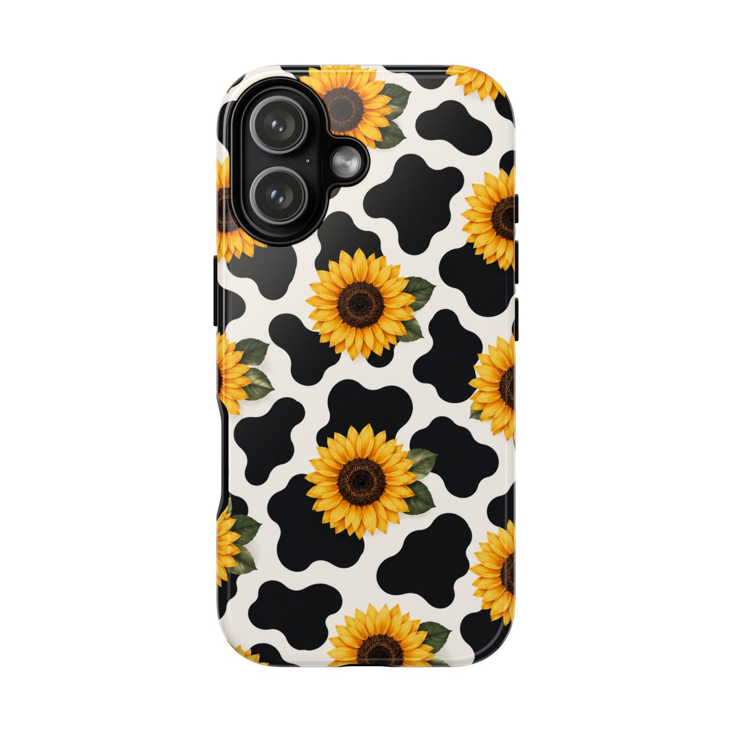 Sunflower Cow Print Tough Case | Phone Case, Floral Farm Animal Pattern