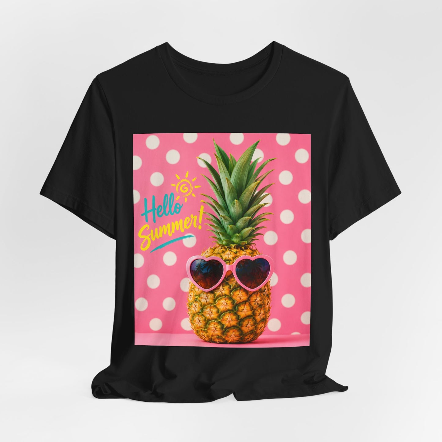 Sunflower Porch Co Pineapple with Sunglasses Tee | Hello Summer Polka Dot Graphic