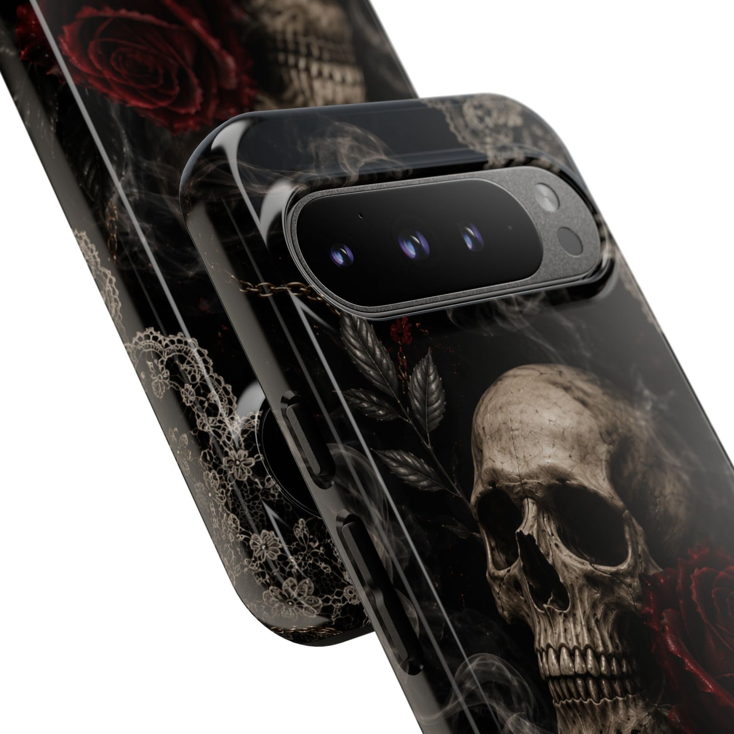 Sunflower Porch Co Skull with Red Rose phone case | Tough Cases