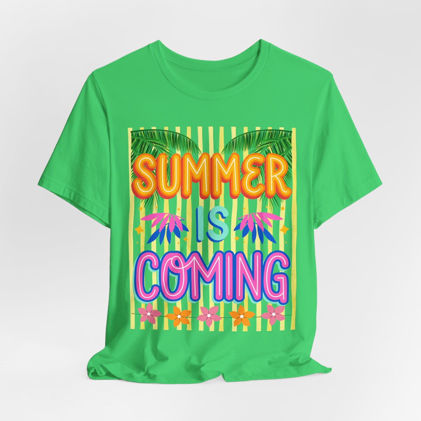 SunflowerPorchCo Summer Is Coming T-Shirt | Tropical Palm Flowers Tee