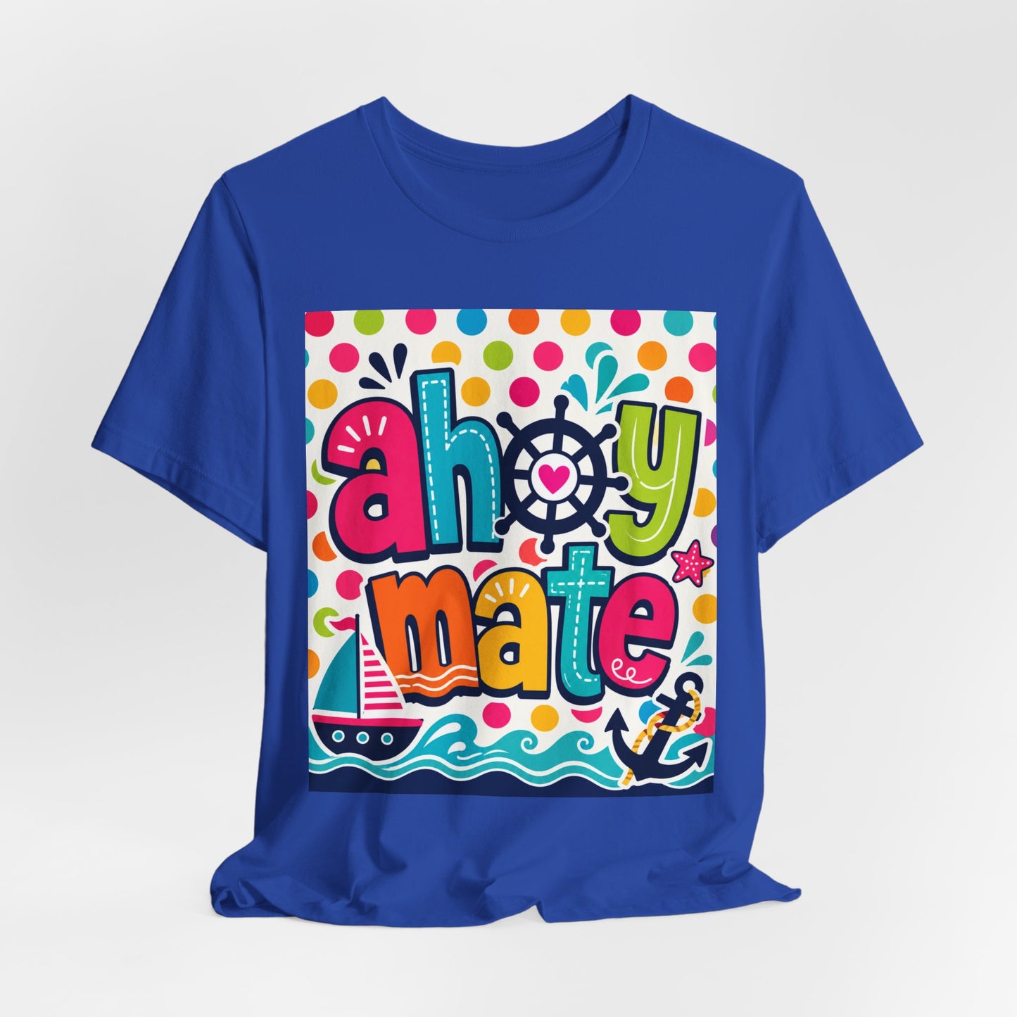 Sunflower Porch Co. Ahoy Mate Kids T-Shirt – Colorful Nautical Sailboat Tee