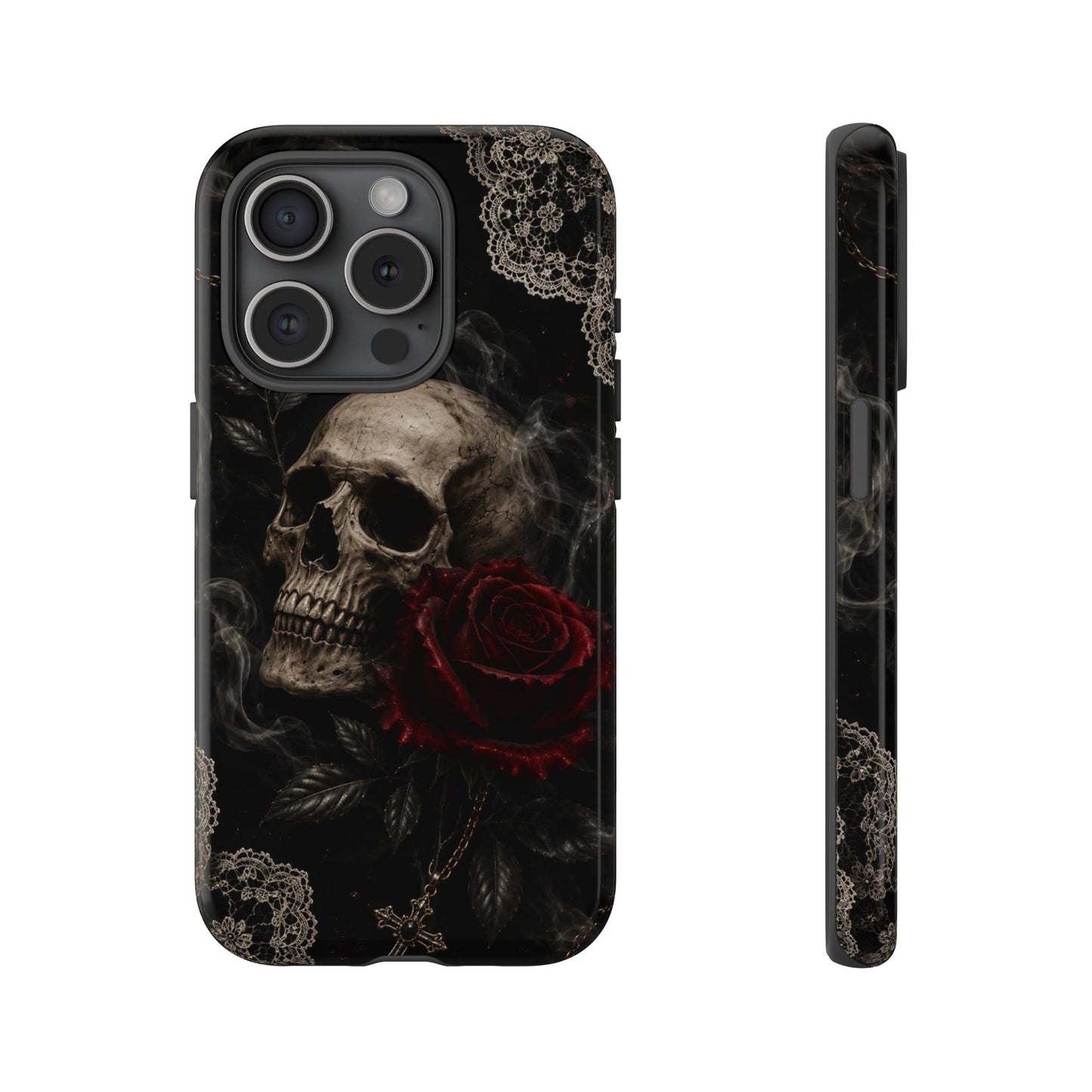 Sunflower Porch Co Skull with Red Rose phone case | Tough Cases