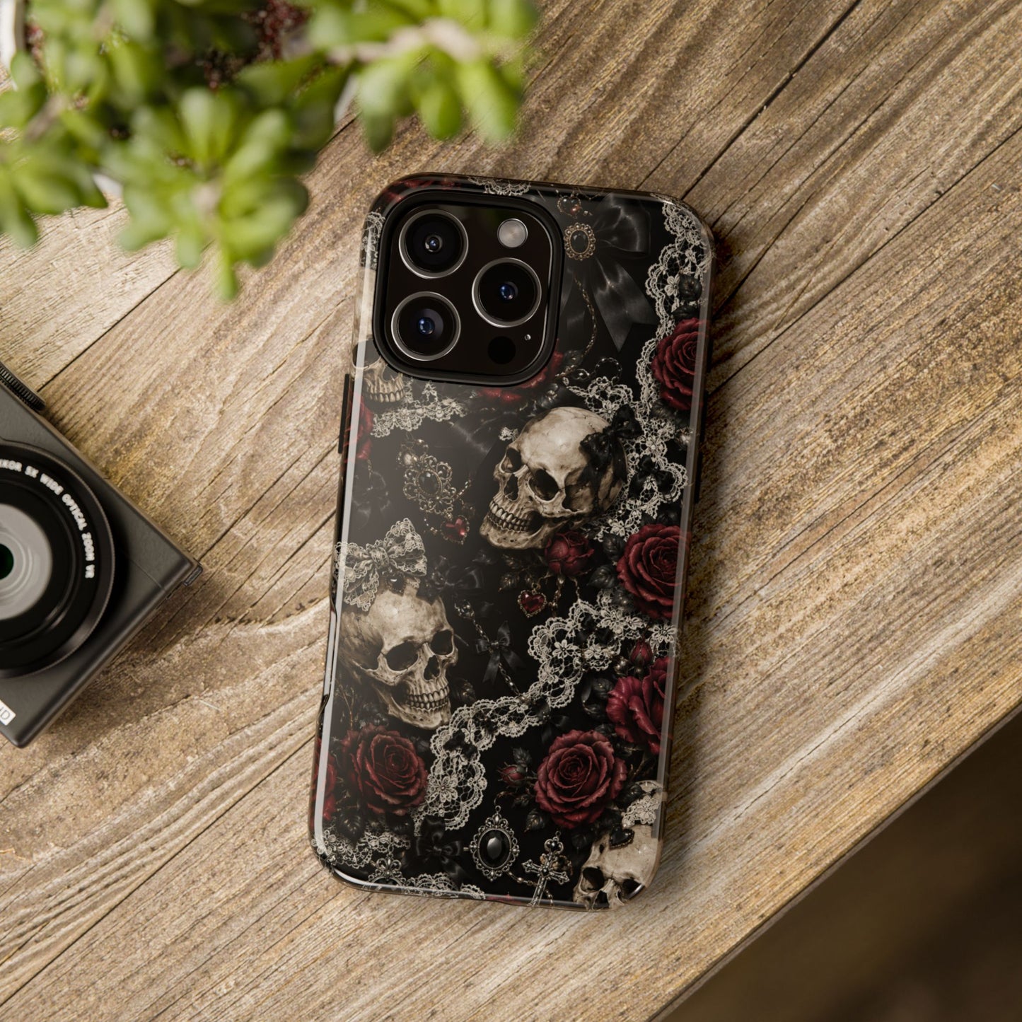 Skull and Red Roses phone case | Tough Cases