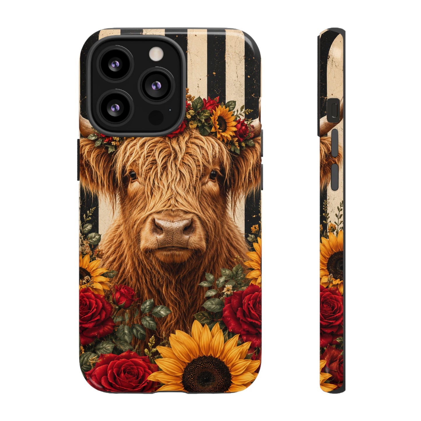Sunflower Porch Co Highland Cow Floral Crown phone case | Tough Cases