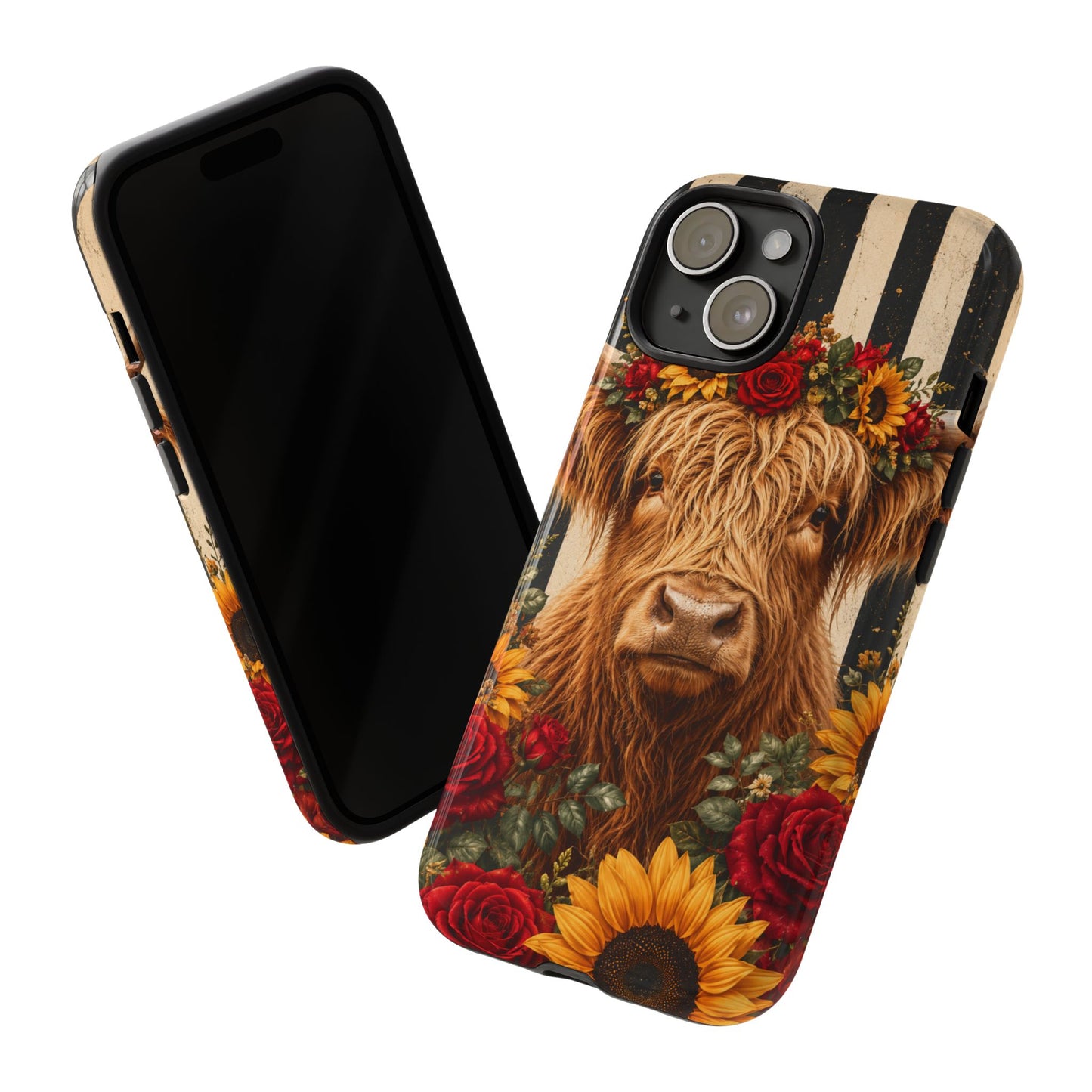 Sunflower Porch Co Highland Cow Floral Crown phone case | Tough Cases