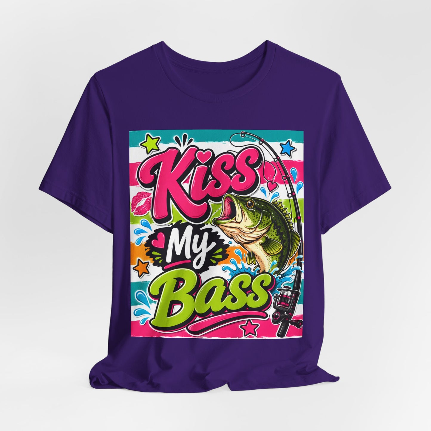 Sunflower Porch Co. Kiss My Bass T-Shirt – Funny Fishing Tee with Bass Graphic