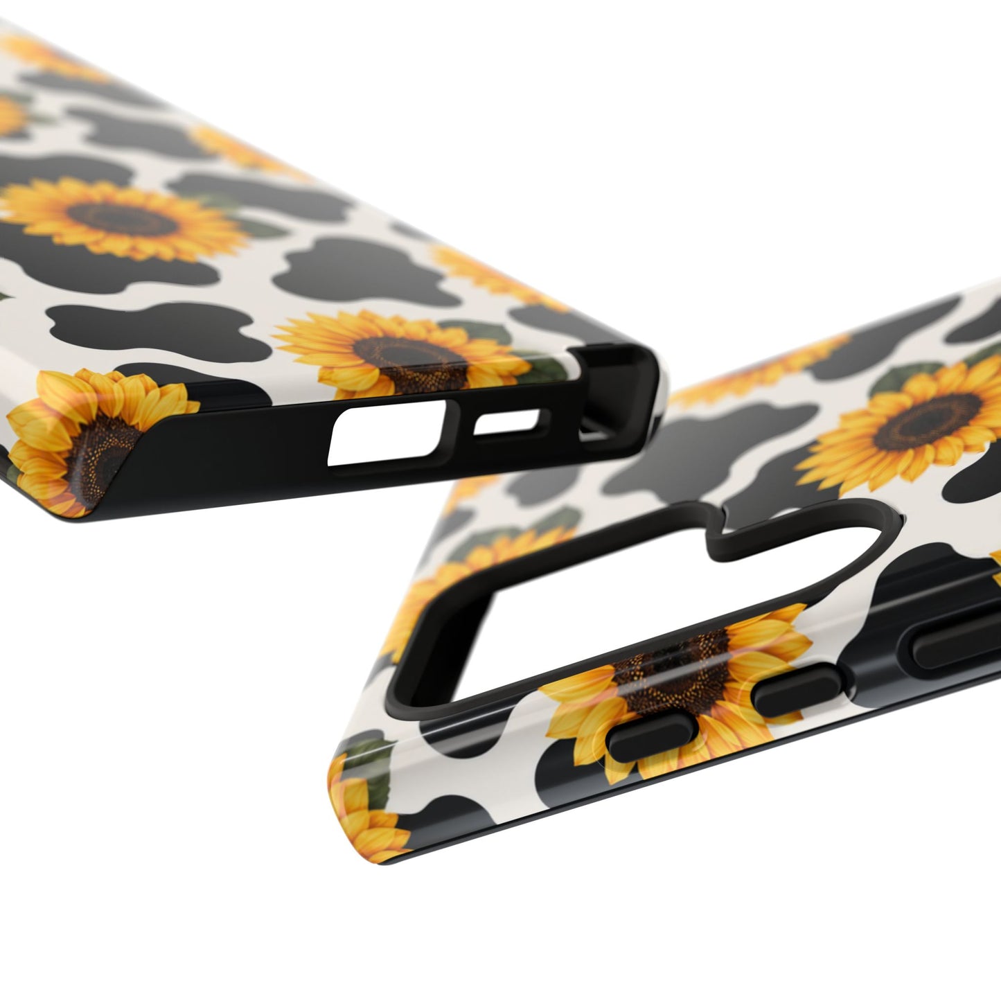 Sunflower Cow Print Tough Case | Phone Case, Floral Farm Animal Pattern