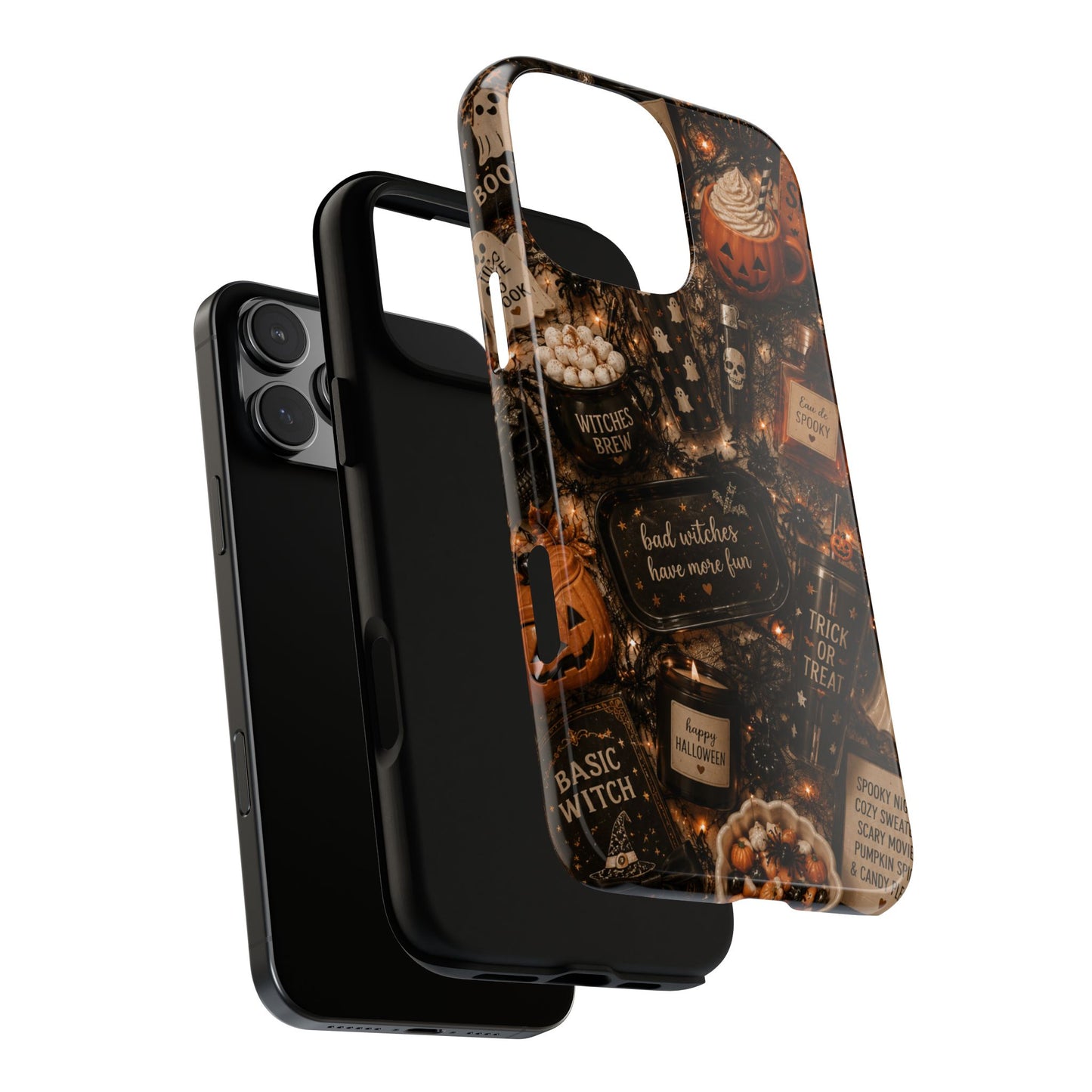 Sunflower Porch Co Halloween Collage phone case | spooky pumpkin witchy design