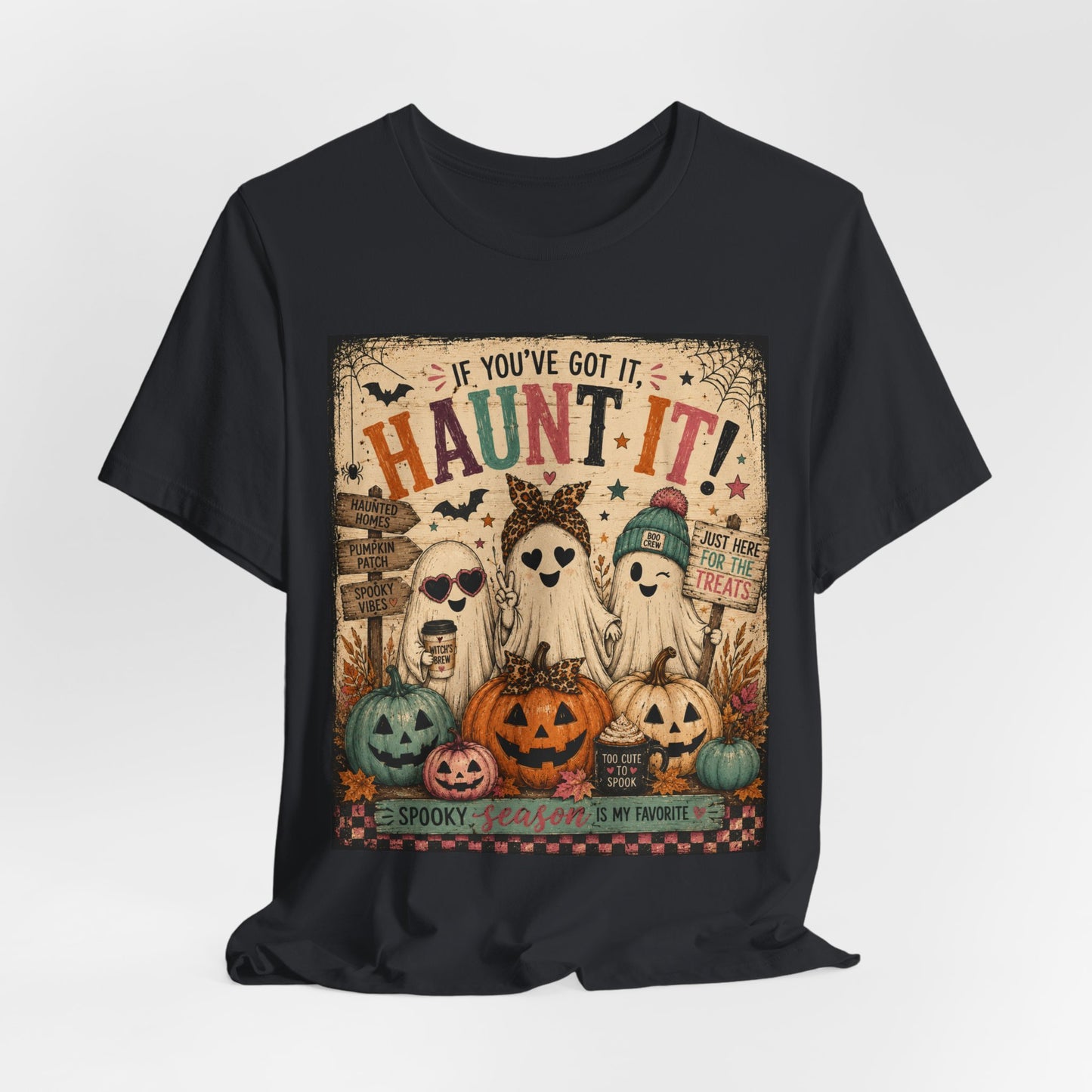 Sunflower Porch Co Haunt It! Ghosts and Pumpkins Tee | Halloween spooky vintage graphic
