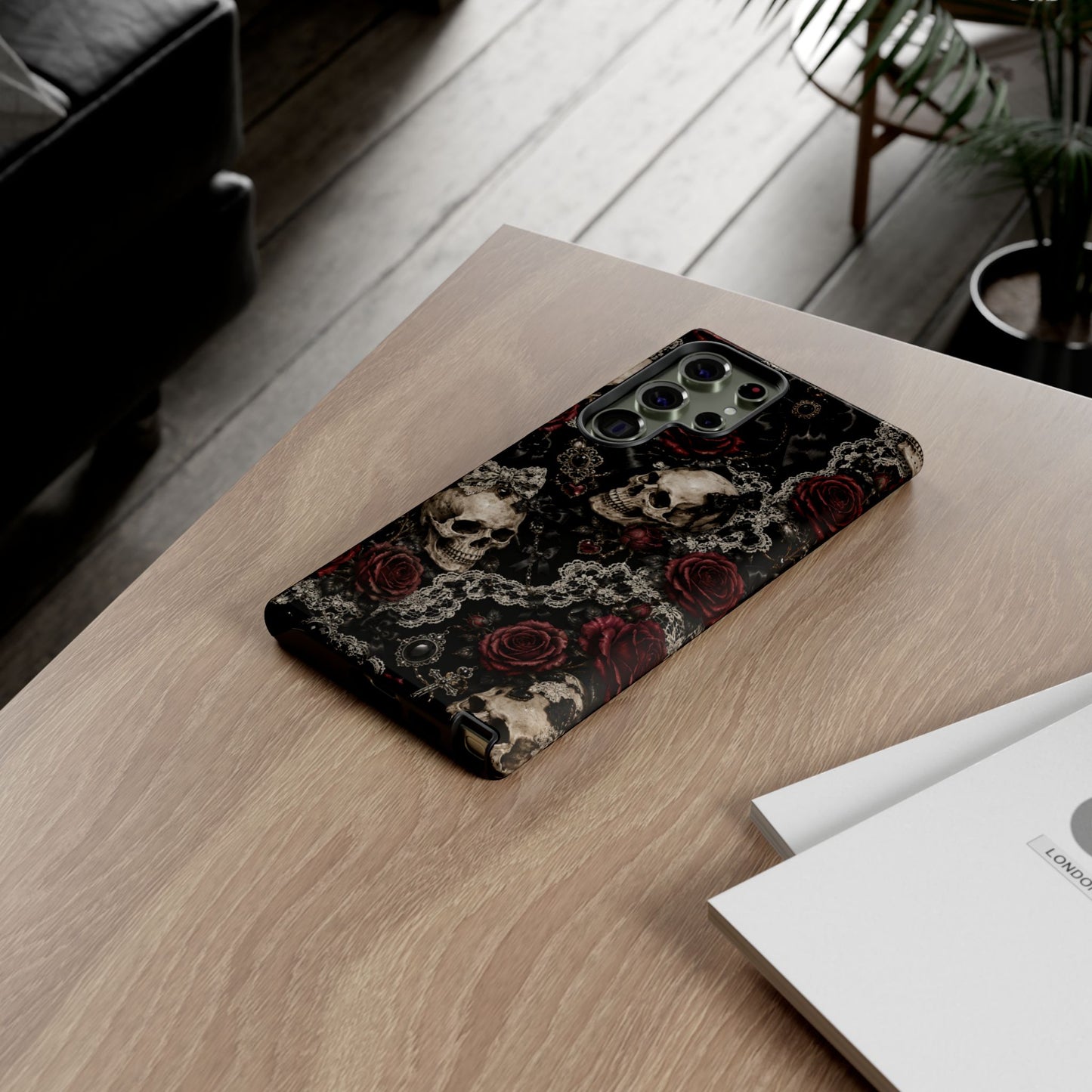 Skull and Red Roses phone case | Tough Cases