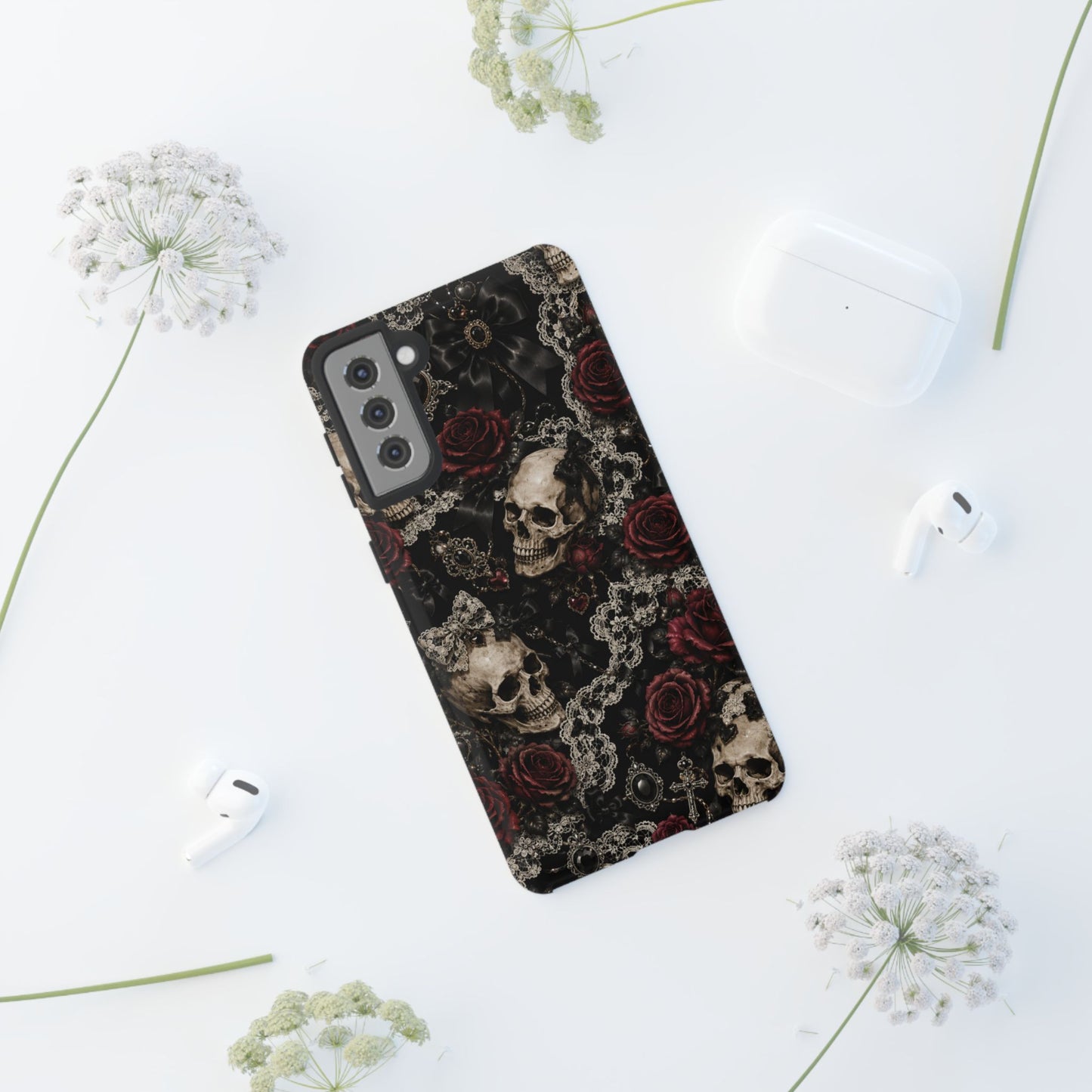 Skull and Red Roses phone case | Tough Cases