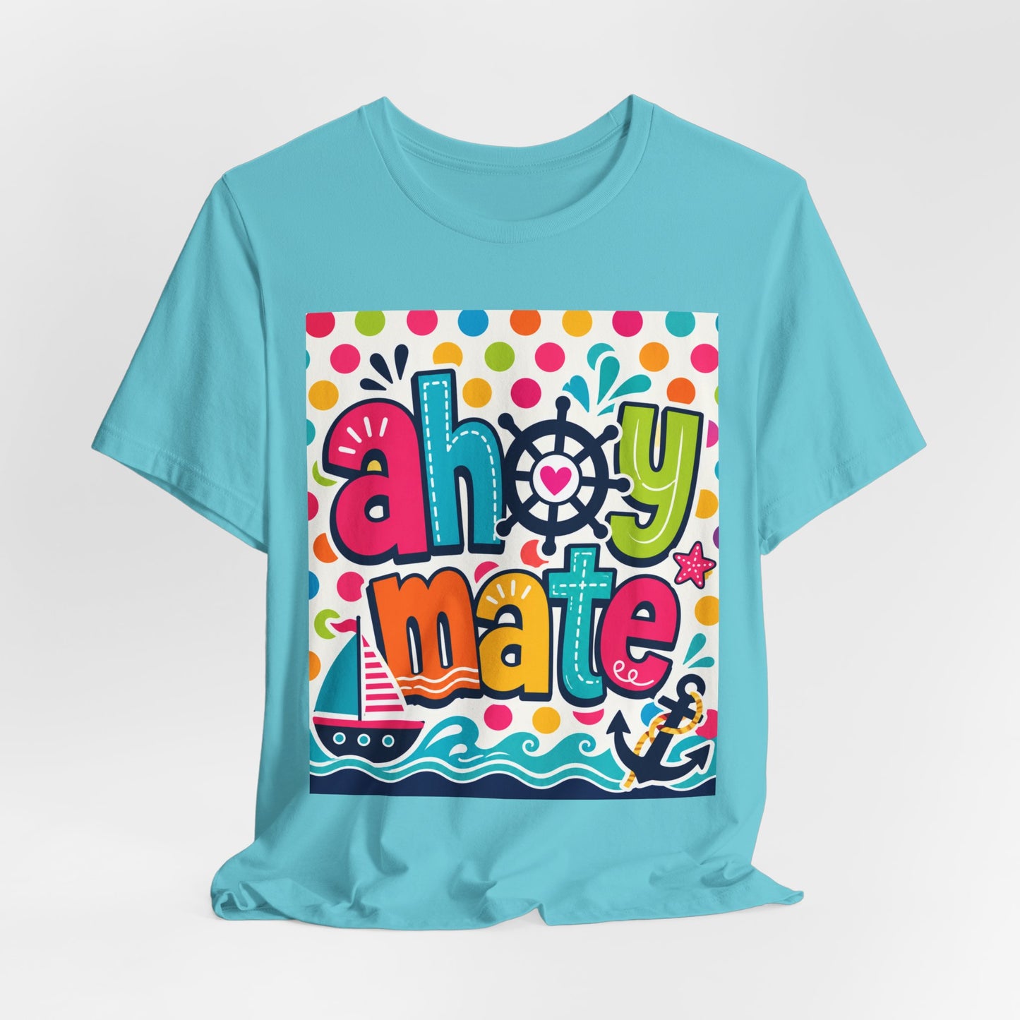 Sunflower Porch Co. Ahoy Mate Kids T-Shirt – Colorful Nautical Sailboat Tee
