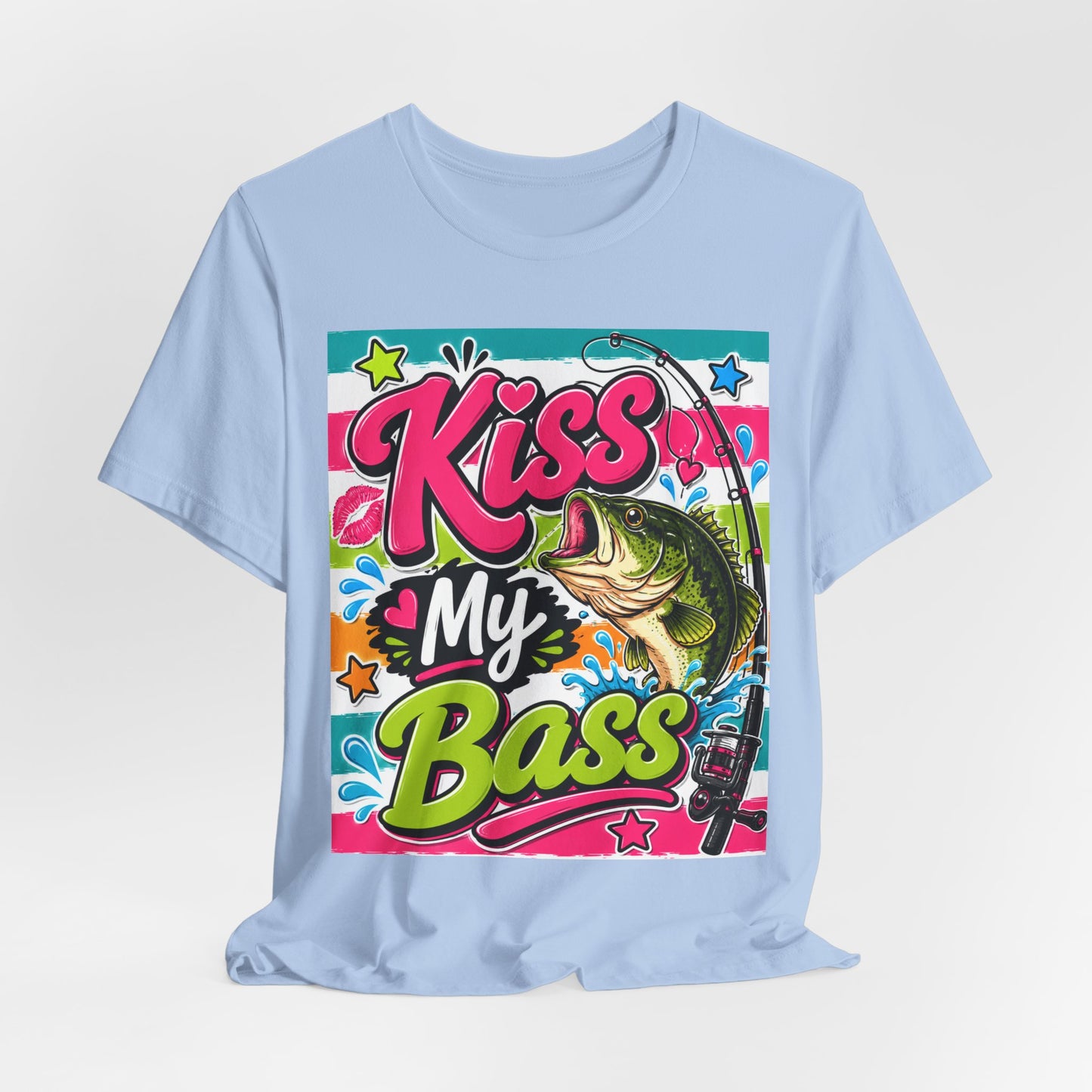Sunflower Porch Co. Kiss My Bass T-Shirt – Funny Fishing Tee with Bass Graphic