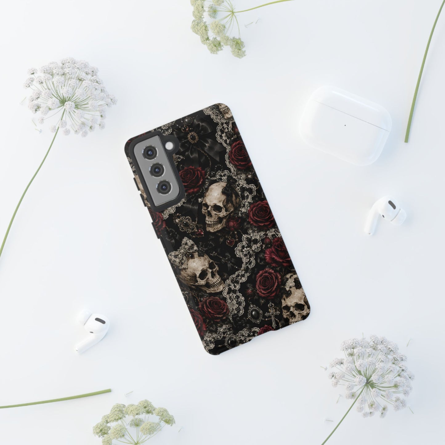Skull and Red Roses phone case | Tough Cases