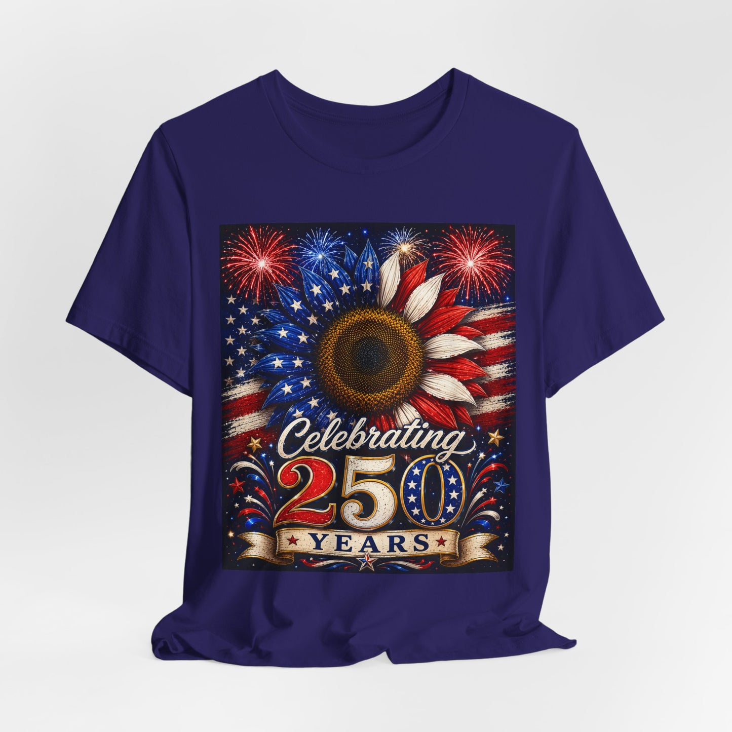 Sunflower Porch Co Celebrating 250 Years American Flag Sunflower T-Shirt